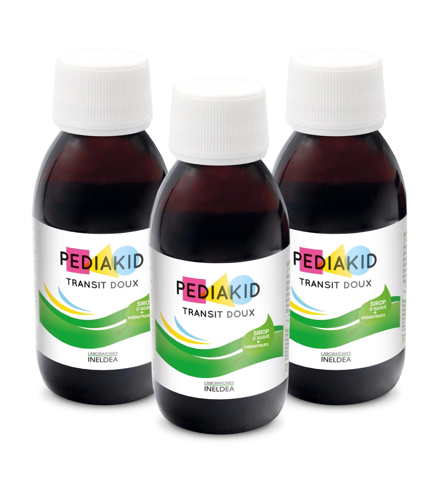 PEDIAKID - Pediakid Transit Soft Natural Food Supplement - Exclusive Agave Syrup Formula - Helps to Gently Regulate Transit - Natural Apple Aroma - Pack of 3 x 125 ml Bottles - Buy Online on GoSupps.com