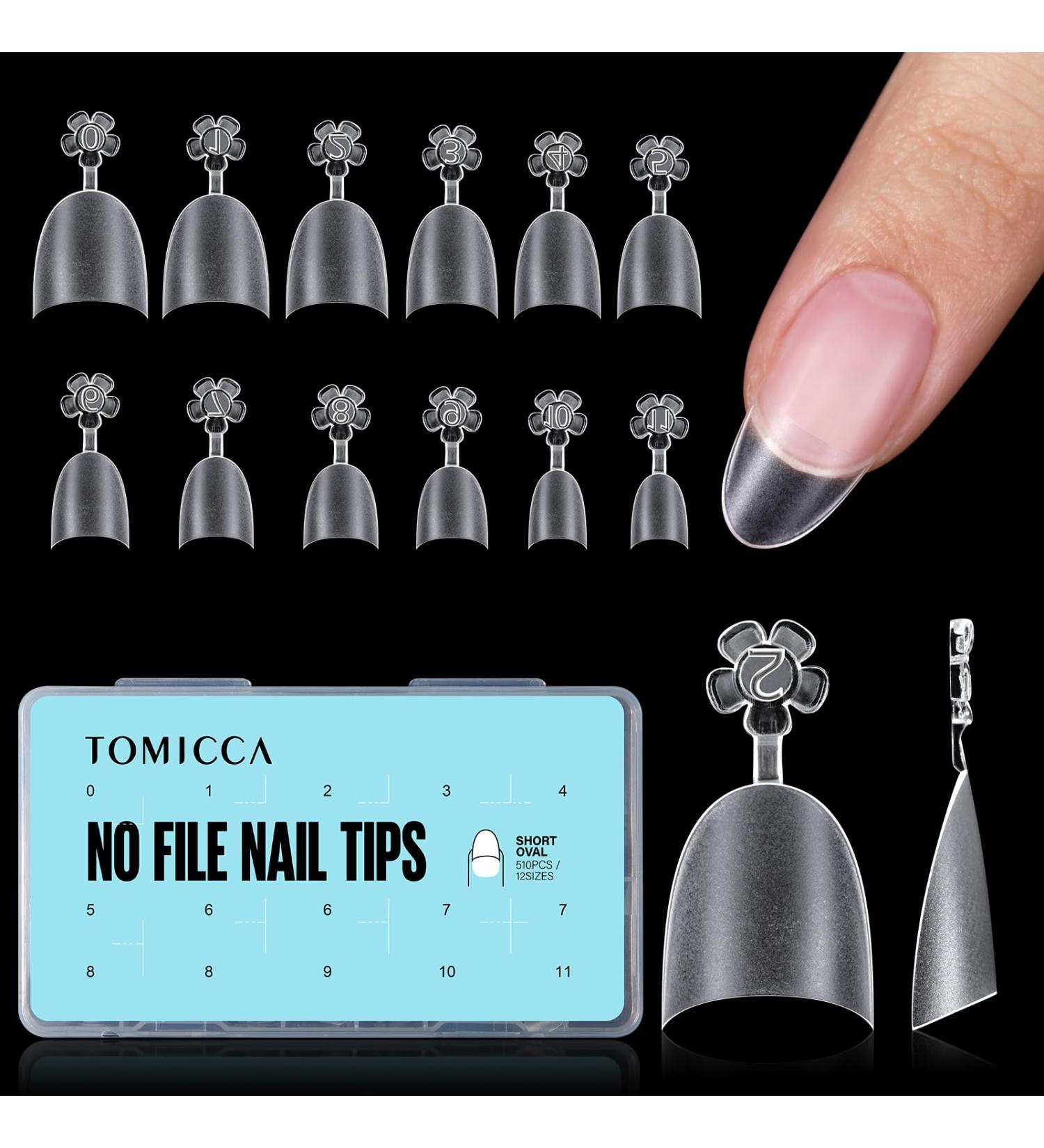 Tomicca 510-Piece Clear Nail Tips Set - Half Cover French & Oval Acrylic Tips for Nail Studios | 12 Sizes for DIY Nail Extensions - Buy Online on GoSupps.com