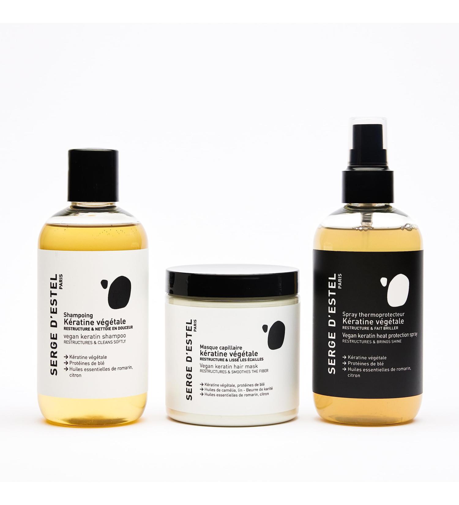 SERGE D'ESTEL PARIS Straightened Hair Care Routine 700ml Keratin Treatment without Sulfate for Brazilian Japanese Straightening and Tannin 100% Vegan Formula Made in Paris. - Buy Online on GoSupps.com