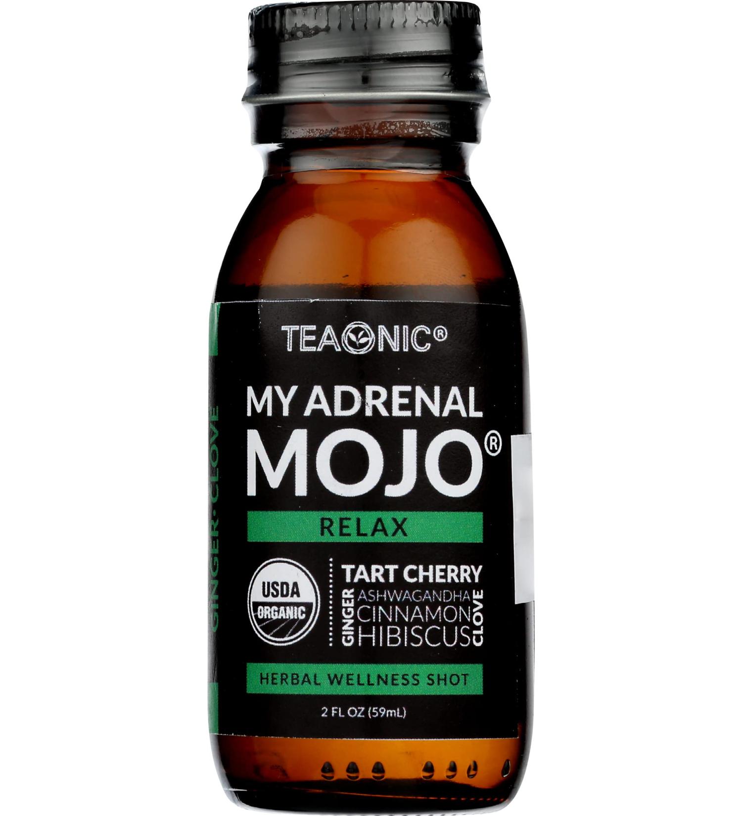 Teaonic My Adrenal Mojo Relax Herbal Wellness Shot USDA Organic 2 Oz (Pack of 6)