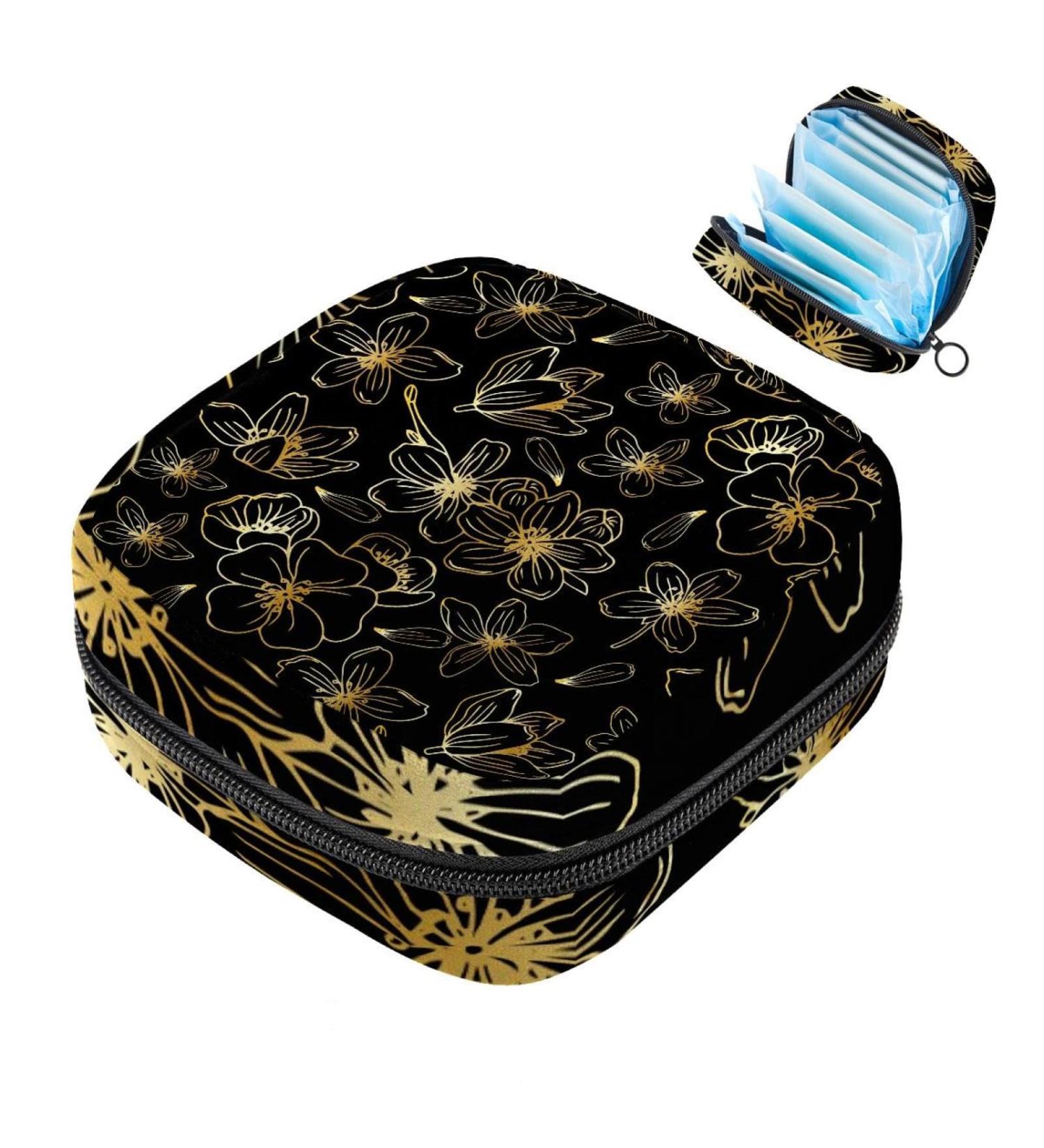 MUOOUM Gold Cherry Blossom Sanitary Napkin Storage Bag Menstrual Pad Bag Portable Menstrual Cup Pouch with Zipper for Teen Girls Women Ladies Multi-colored 9 - Buy Online on GoSupps.com