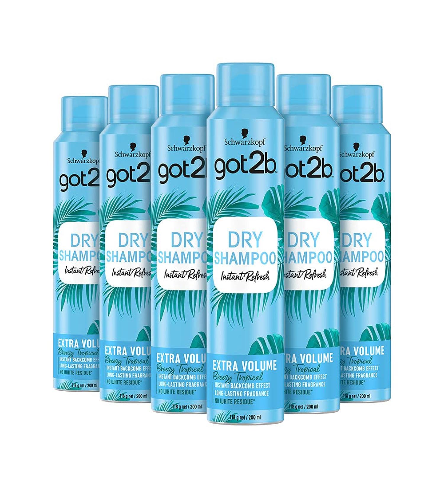 Schwarzkopf got2b Fresh It Up Extra Volume Dry Shampoo Refreshes Hair Inbetween Washes No White Residue Vegan Silicone Free 200 ml - Pack of 6 - Buy Online on GoSupps.com