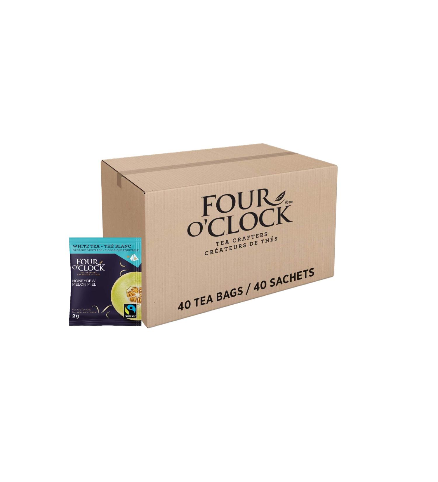 Four O'Clock Organic Fairtrade White Tea Honeydew Non-Gmo Kosher Gluten-Free 40 Count Pyramid 231g 40 Count (Pack of 1) White Tea Honeydew - Buy Online on GoSupps.com