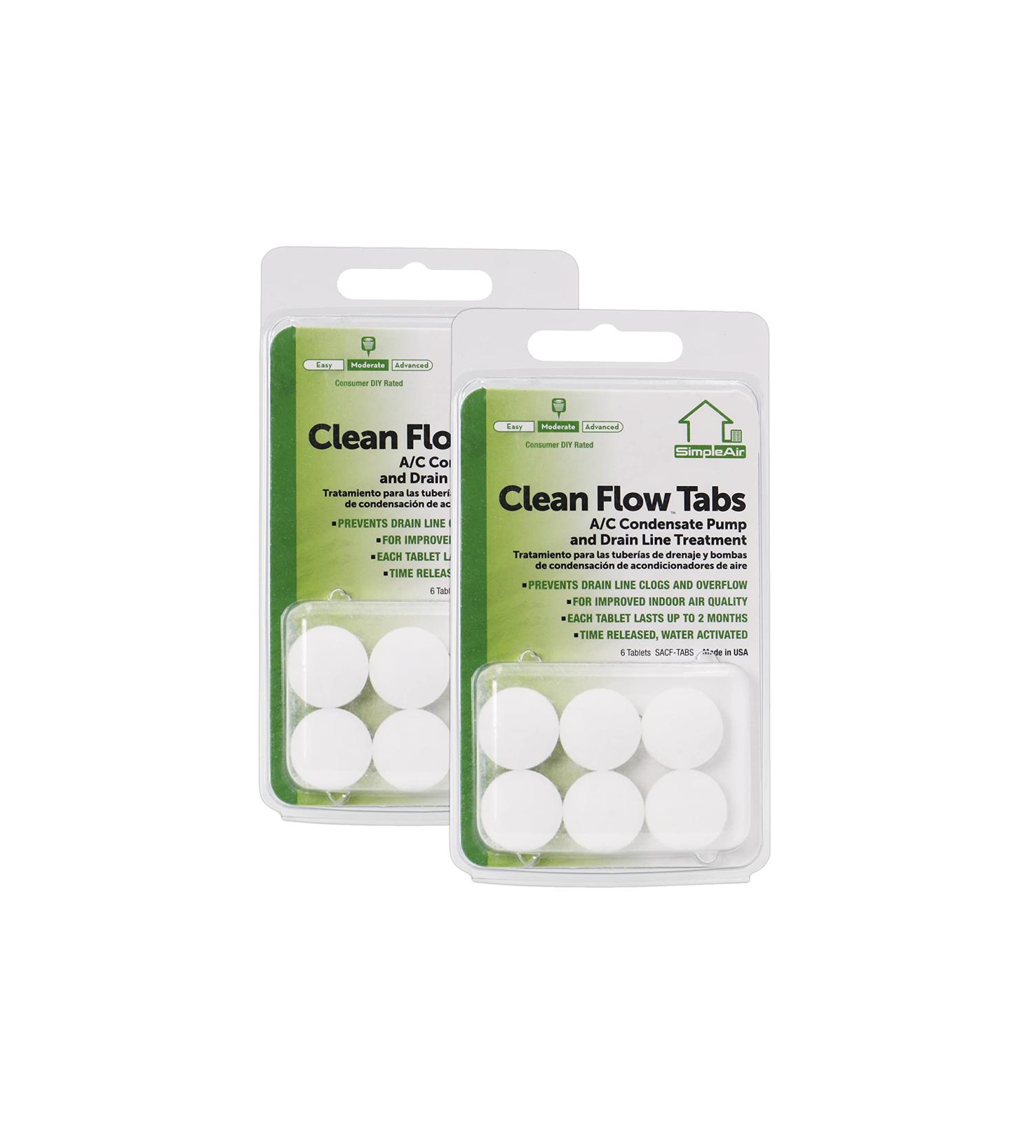 SimpleAir Clean Flow HVAC Drain Line Treatment Tabs - 2-Pack, 12 Count | Effective Cleaner for Improved Air Quality - Buy Online on GoSupps.com