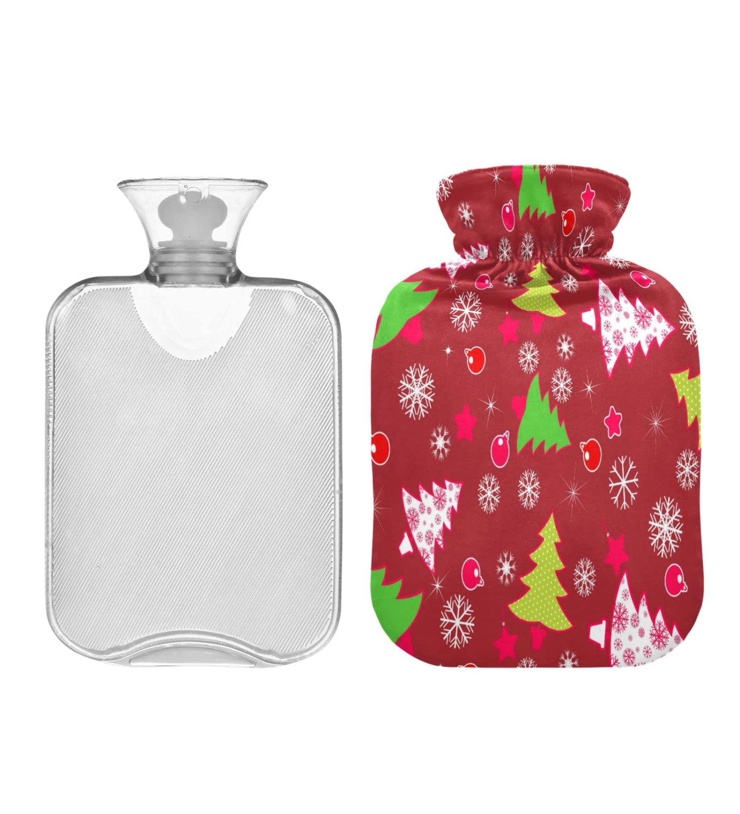 KCLDECI 2L Hot Water Bottle with Green Christmas Tree Cover - Foot Warmer & Pain Relief for Heat and Cold Therapy - Buy Online on GoSupps.com