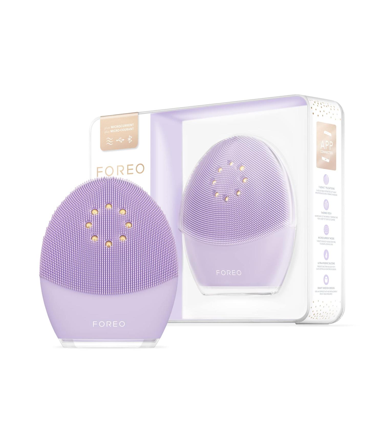 FOREO LUNA 3 for Sensitive Skin - Silicone Facial Cleansing Brush and Anti-Aging Massager in Lavender - Buy Online on GoSupps.com