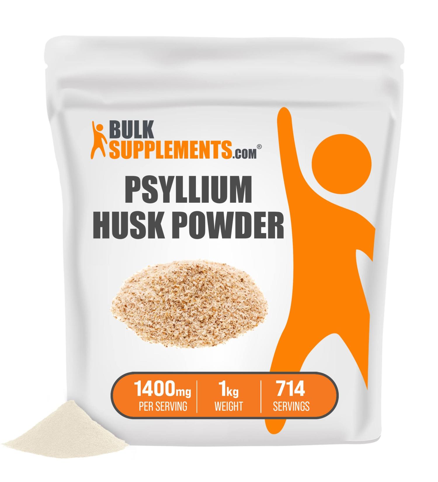BulkSupplements Psyllium Husk Powder - 4g per Serving - 250 Servings - Digestive Fiber Supplement for Baking - Unflavored & Gluten Free - 1kg (2.2lbs) - Buy Online on GoSupps.com