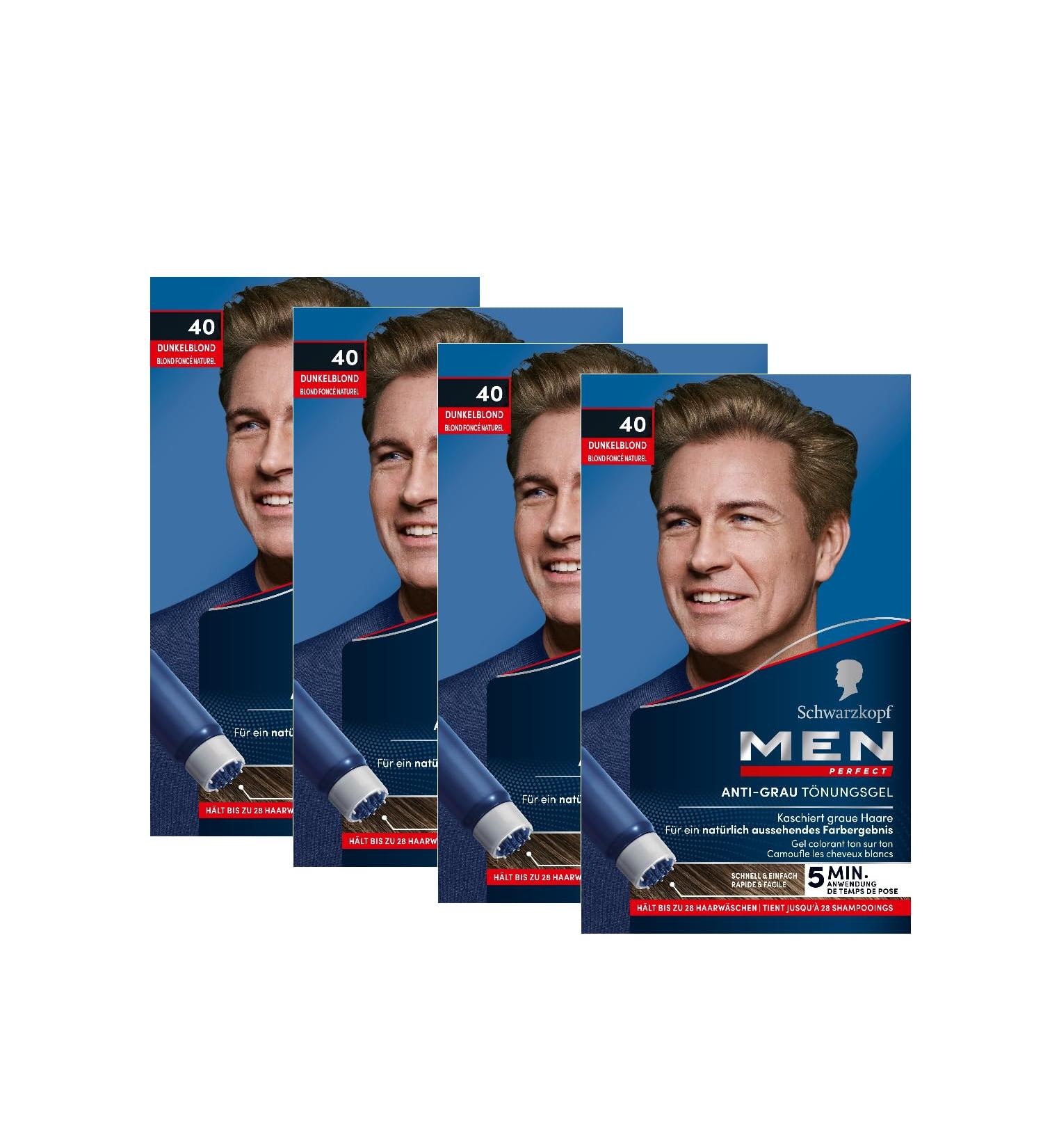 Men Perfect Anti-Grey Tint Gel 40 Dark Blonde Hair Colour for Men Hides Grey - 2.7 Oz - Pack Of 4 - Buy Online on GoSupps.com