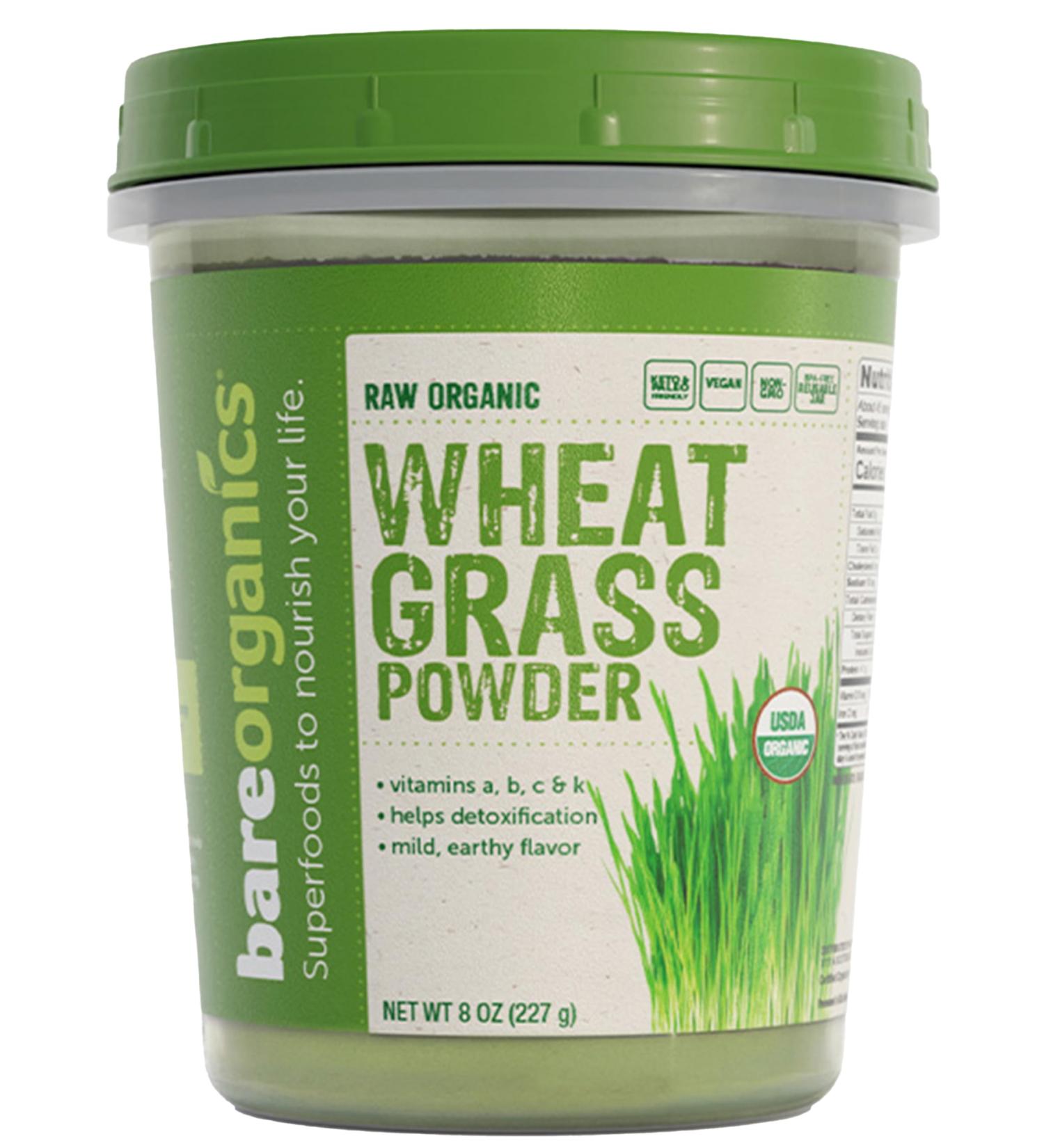 BareOrganics Wheatgrass Powder Organic Vegan Dietary Supplement 8 Ounce (Pack of 1) Wheat Grass 8 Ounce (Pack of 1)