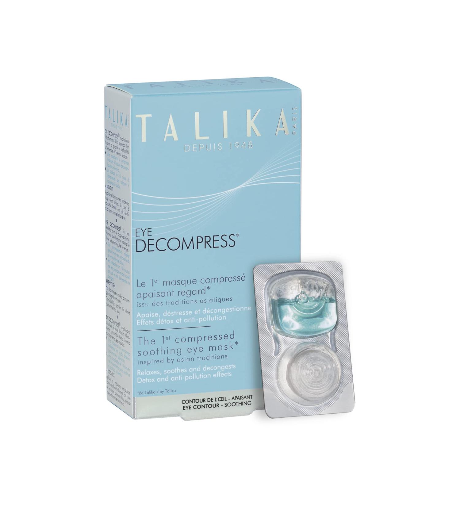 Talika Eye Decompress (6 Masks) - Calming Eye Mask with Chamomile, Rose Petals - De-puff, Hydrate, Soothe - Anti-Pollution Ingredients - Buy Online on GoSupps.com