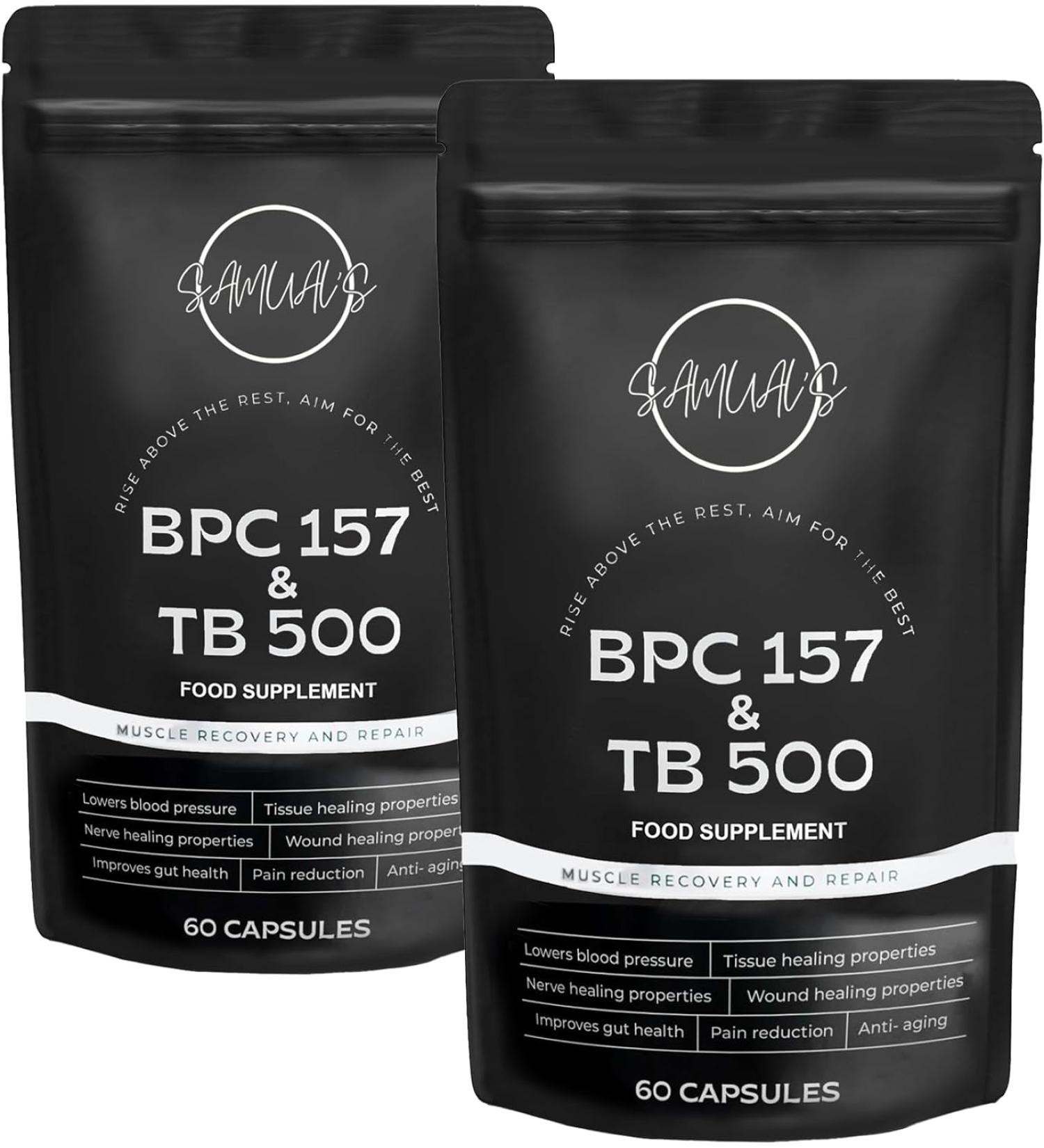Samual's BPC 157 and TB500 1000mcg High Levels of Oral Peptides BPC Injury Recovery and Muscle Growth Amino Acids 60 Capsules - Pack Of 2 - Buy Online on GoSupps.com