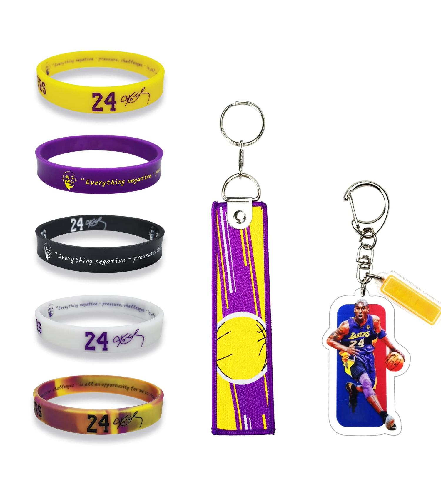 Basketball Silicone Bracelet & Keychain Set for Men - 7-Pack Sports Wristbands with Star Signature Design - Perfect Gifts for Basketball Fans - KB-#24 - Buy Online on GoSupps.com