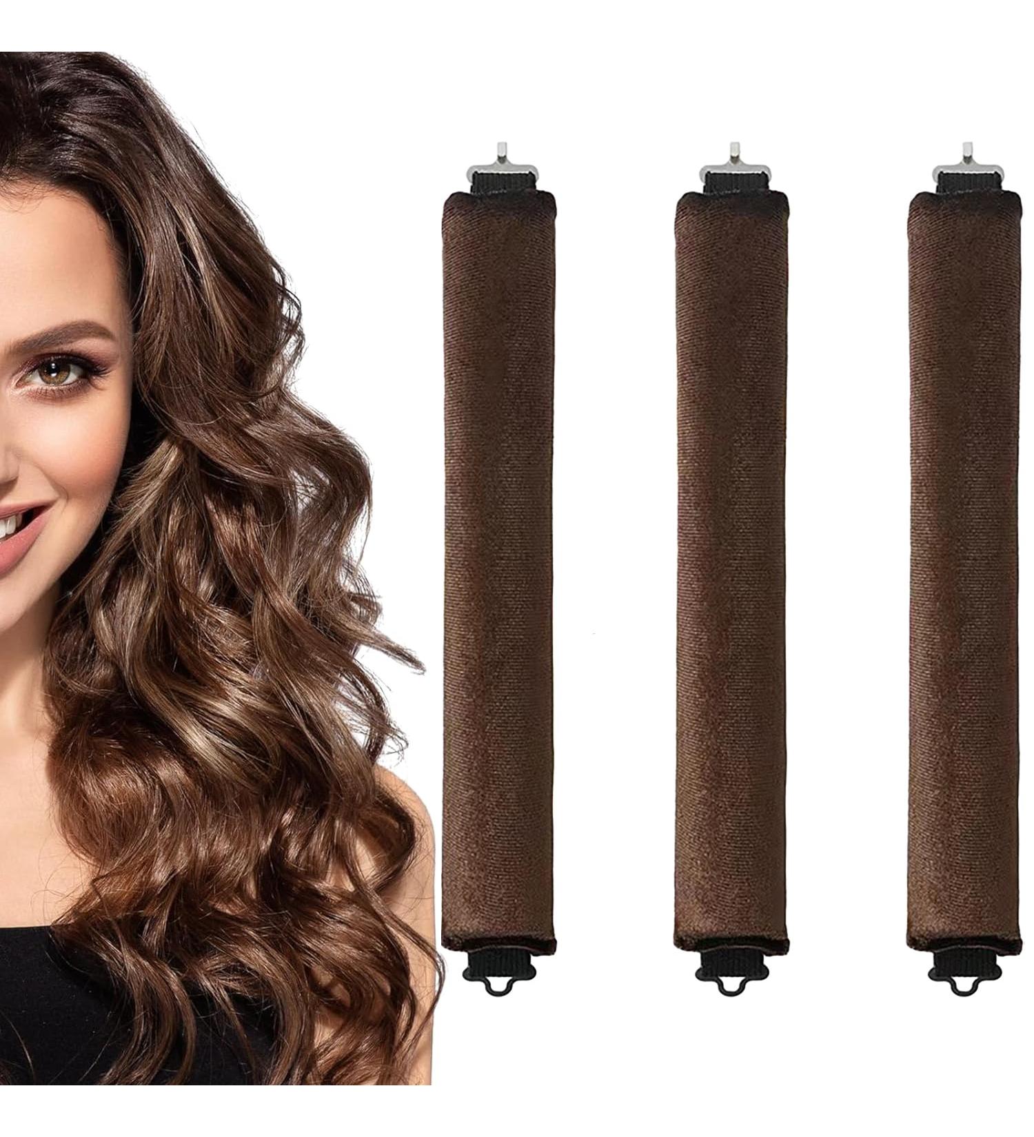 3PCS Heatless Hair Curlers for Long & Medium Hair - Overnight Curls Roller for Big Waves - Soft Velvet Flexi Rods (Brown) - Buy Online on GoSupps.com