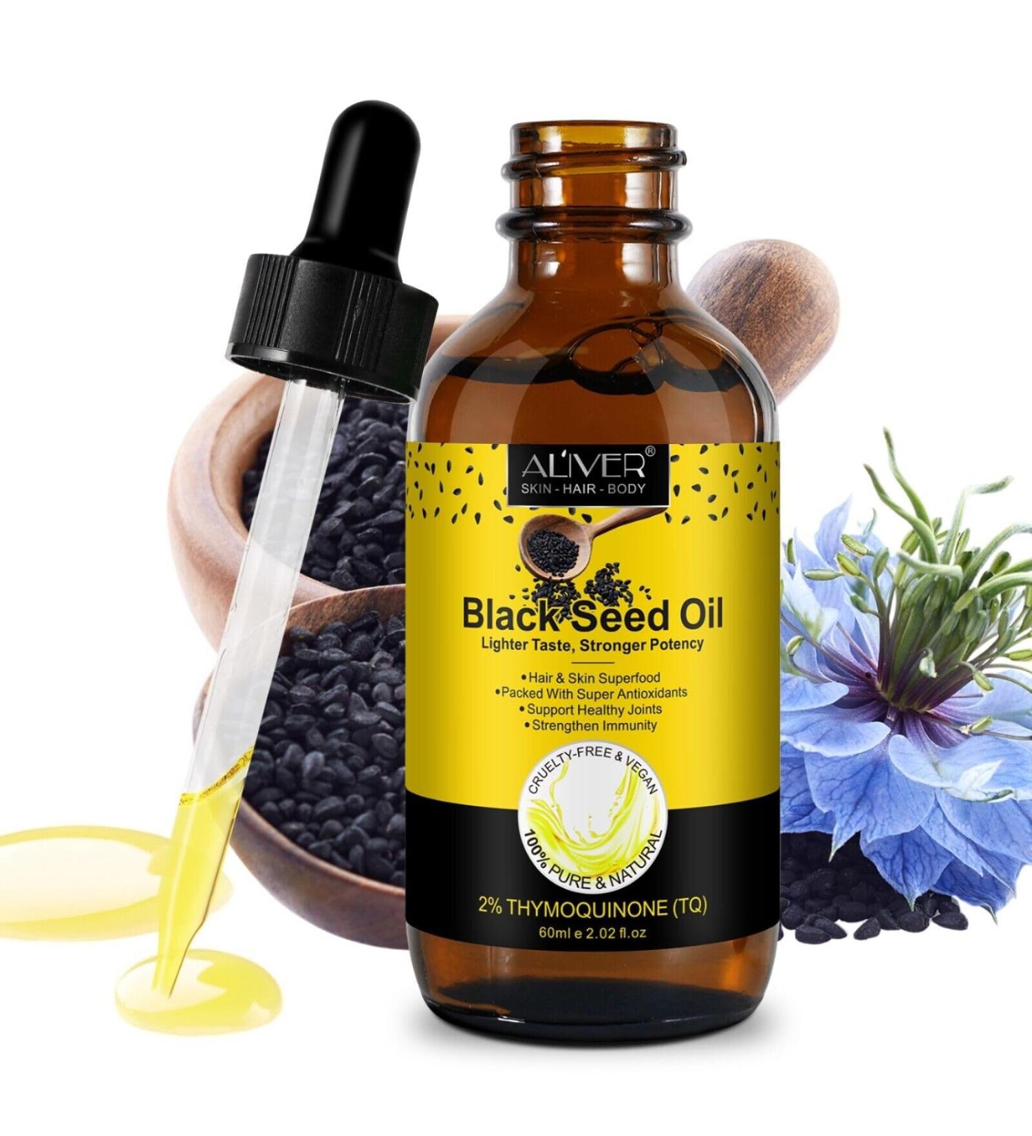P-Beauty Organic Black Cumin Oil Drops 60ml - Cold-Pressed Natural Care for Hair & Skin Boosts Immunity Promotes Hair Growth Anti-Aging & Acne Relief - Buy Online on GoSupps.com