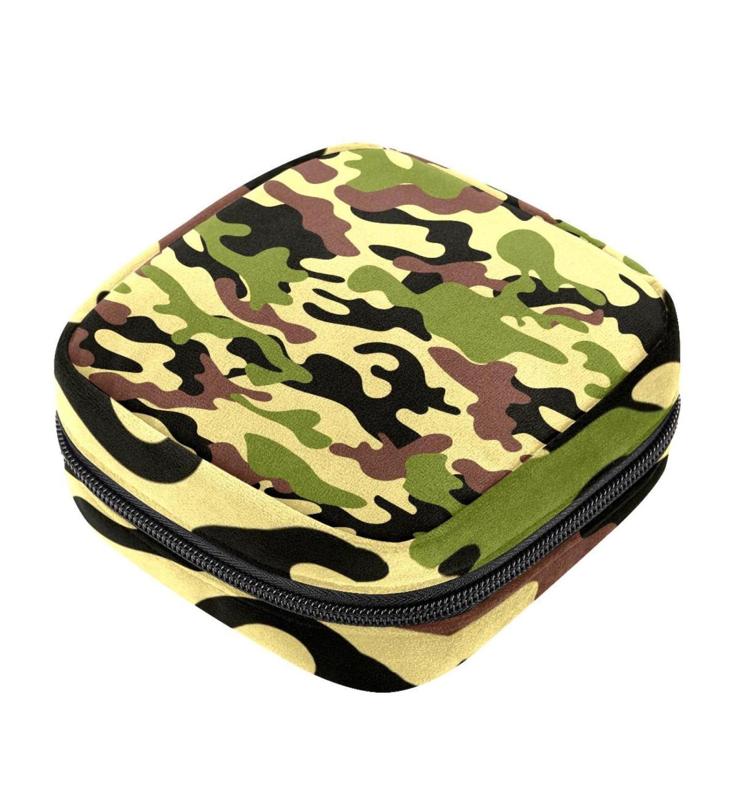 Military Camouflage Menstrual Pad Bag with Zipper | Ladies Napkin & Tampon Storage for Women & Girls - Buy Online on GoSupps.com