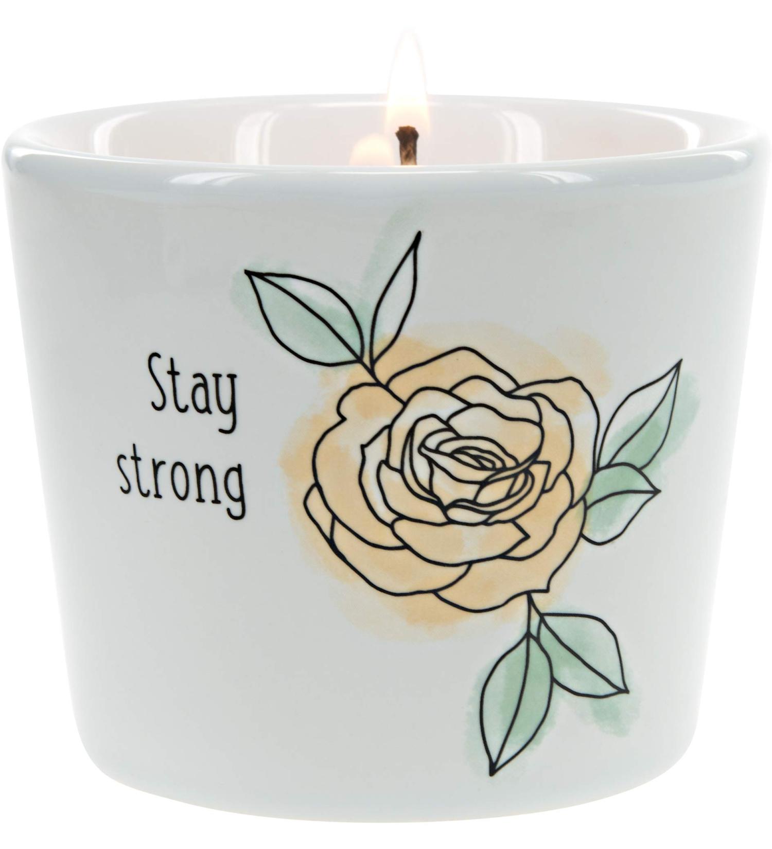 Buy Pavilion Gift Company Stay Strong 8oz Soy Wax Candle - Tranquility Stoneware Vessel White | International Shipping Available - Buy Online on GoSupps.com