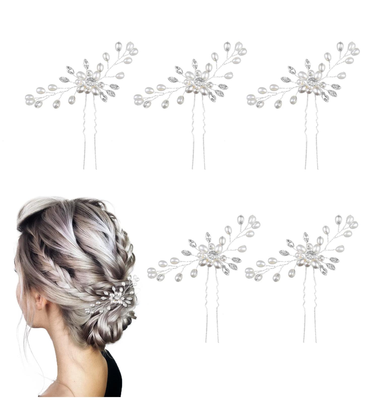 TSHAOUN 5 Pcs Bridal Pearl Hair Pins for Women - Elegant Wedding Hair Accessories - Buy Online on GoSupps.com