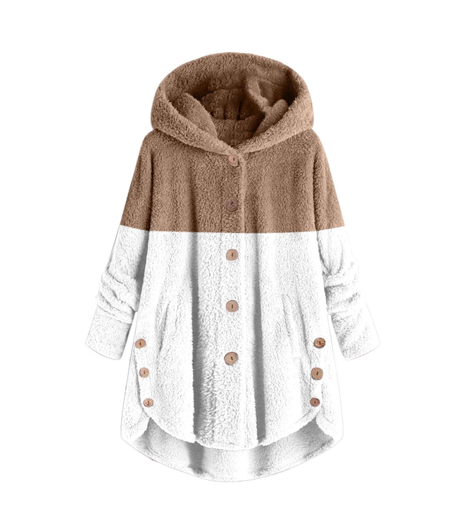 Hanxiulin Women's Fleece Plush Jacket - Fluffy Warm Zipper Cardigan Casual Windproof Autumn Coat 4XL Khaki - Buy Online on GoSupps.com