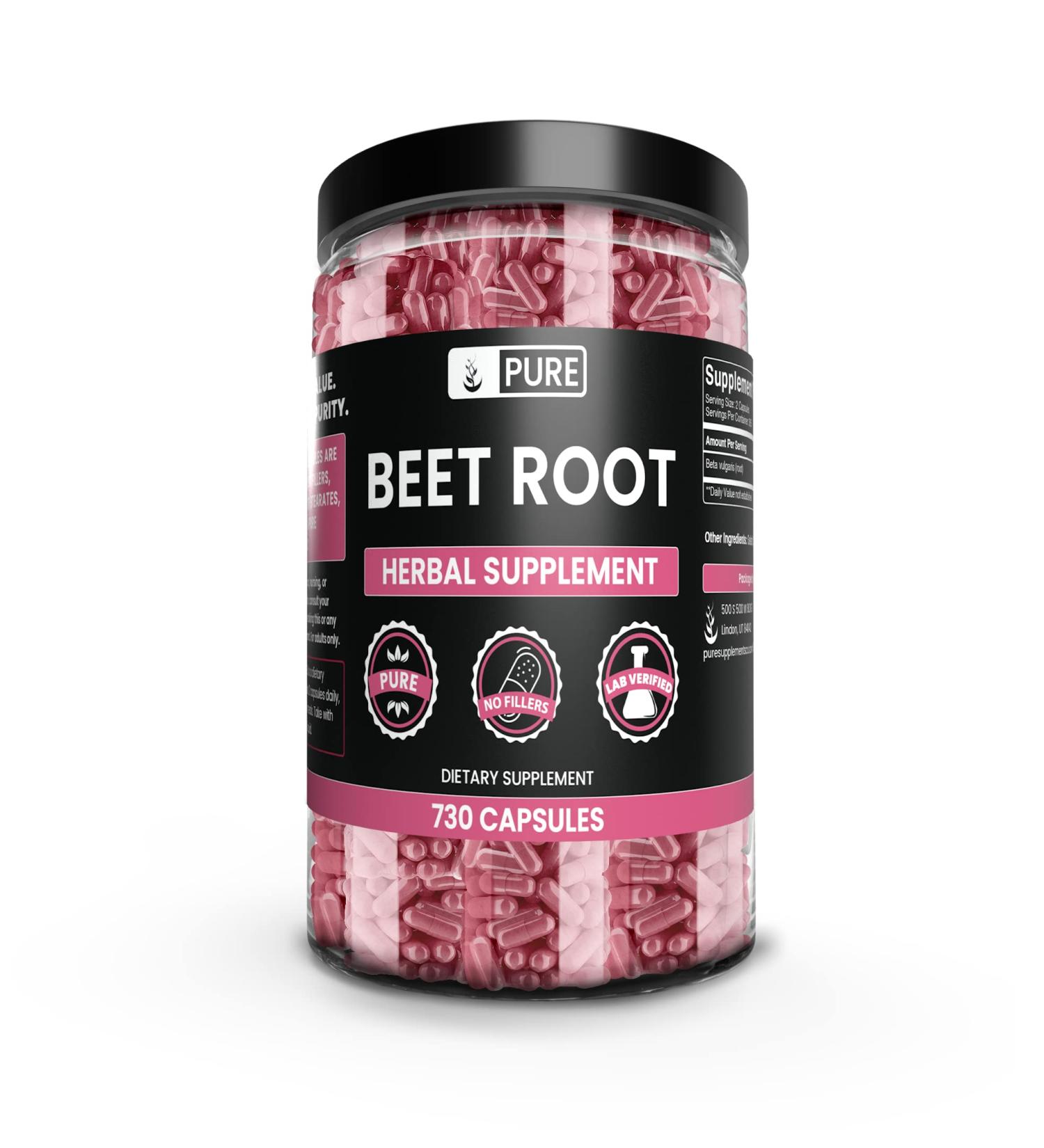 PURE ORIGINAL INGREDIENTS Beet Root (730 Capsules) No Magnesium Or Rice Fillers Always Pure Lab Verified 730 Count (Pack of 1) - Buy Online on GoSupps.com