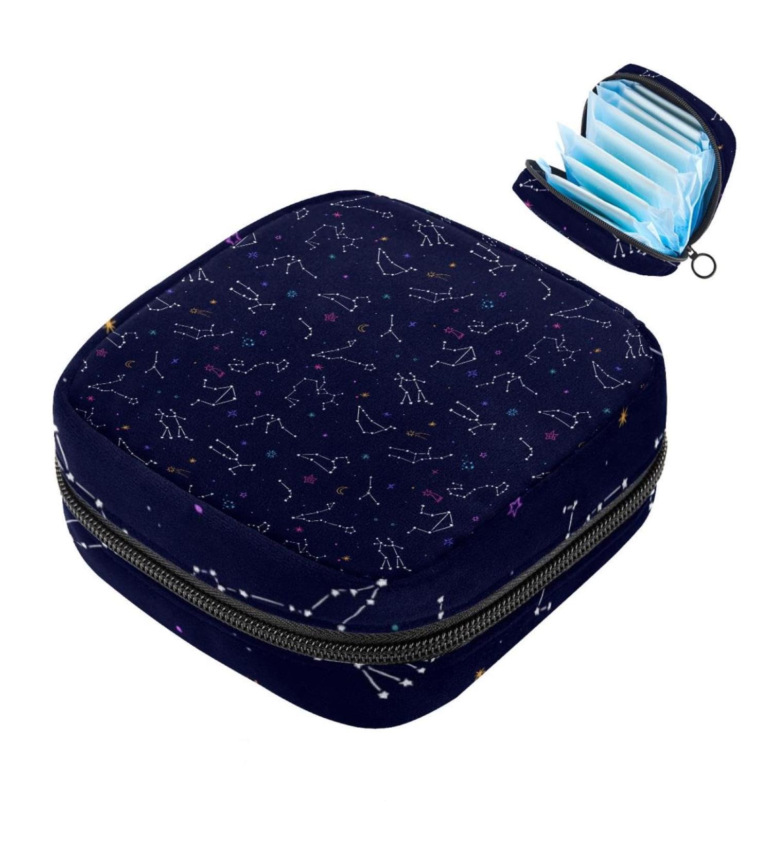 MUOOUM Colored Constellations Zodiac Signs Portable Menstrual Pad & Cup Storage Bag for Women & Teens - Stylish & Convenient with Zipper - Buy Online on GoSupps.com