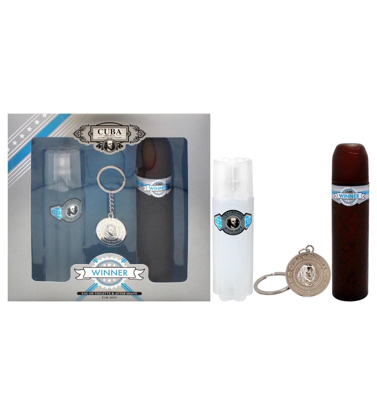 Cuba Winner by Cuba for Men - 3 Pc Gift Set 3.3oz EDT Spray 3.3oz After Shave Key Chain - Buy Online on GoSupps.com