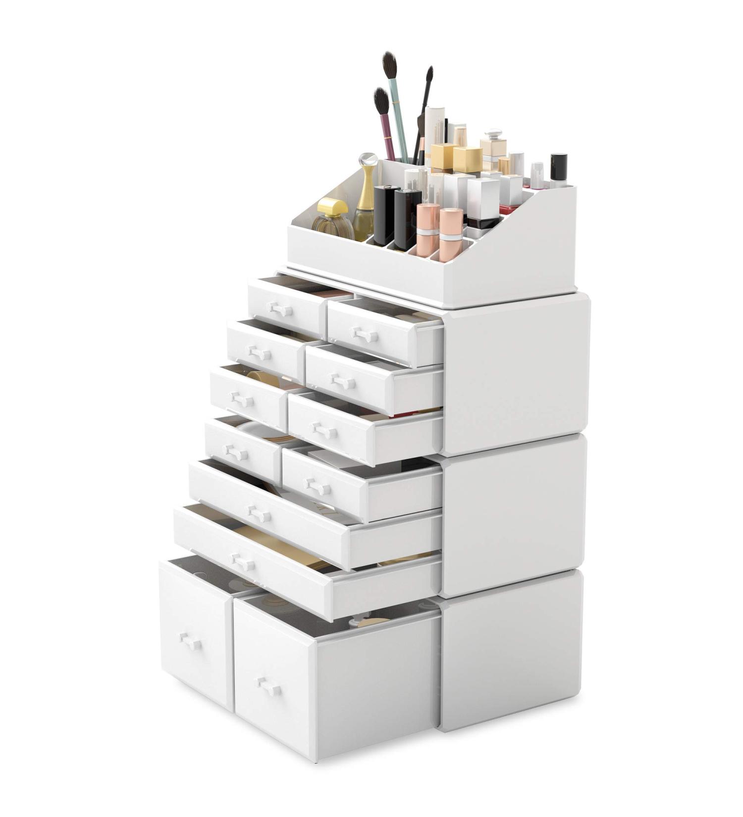 Readaeer 12-Drawer Makeup Organizer Storage Case - White - Buy Online on GoSupps.com