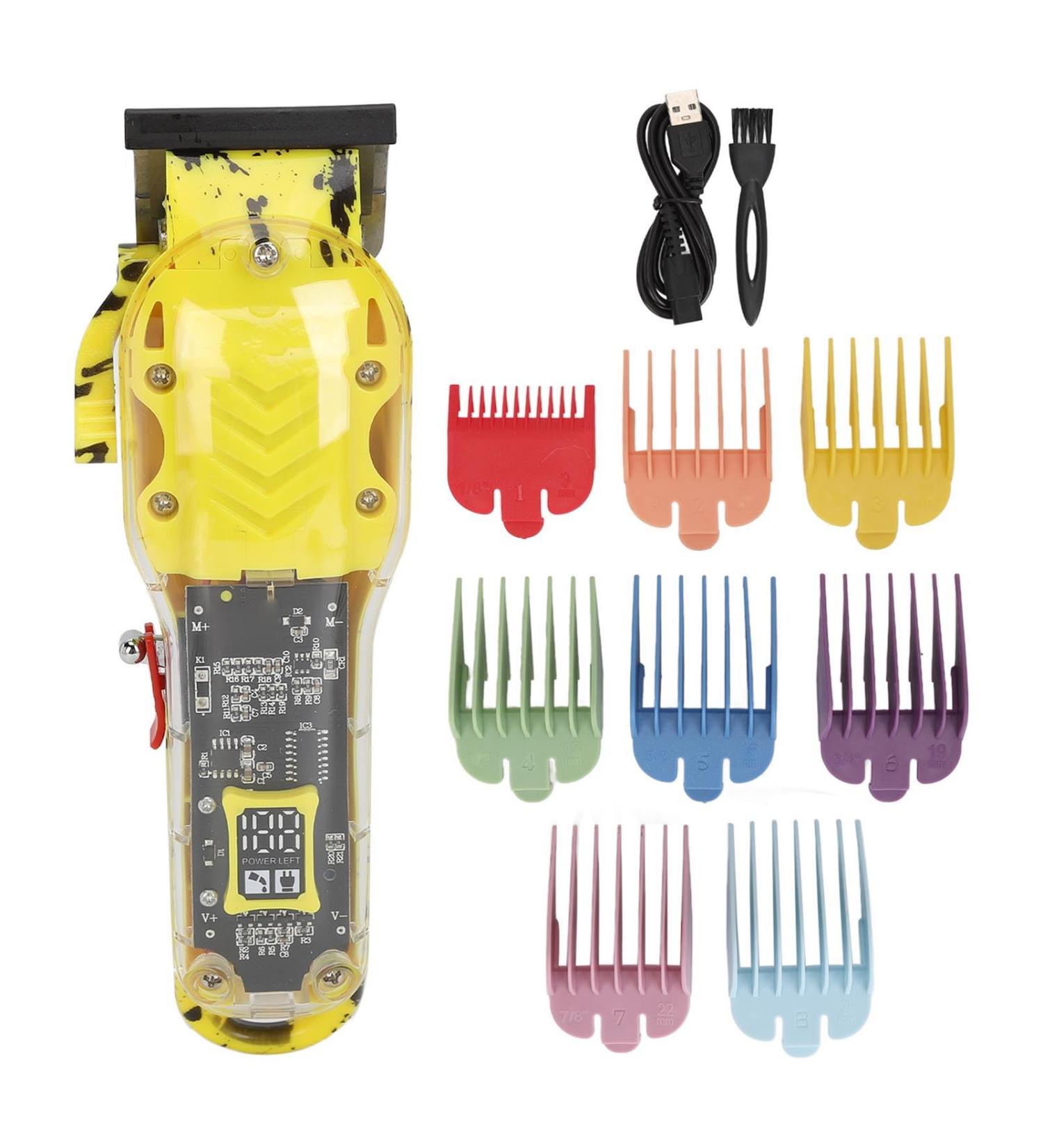 Transparent Electric Hair Clipper - Premium Yellow Hair Trimmer for Salons | International Shipping - Buy Online on GoSupps.com