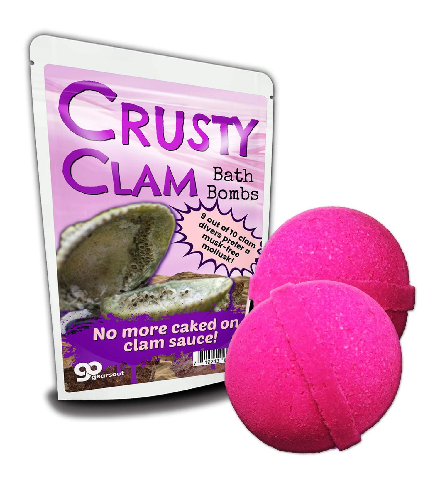 Crusty Clam Bath Bombs - XL Funny Giant Clam Design - Handcrafted in USA - 2 pk XL Pink Bath Fizzers for Women - Buy Online on GoSupps.com