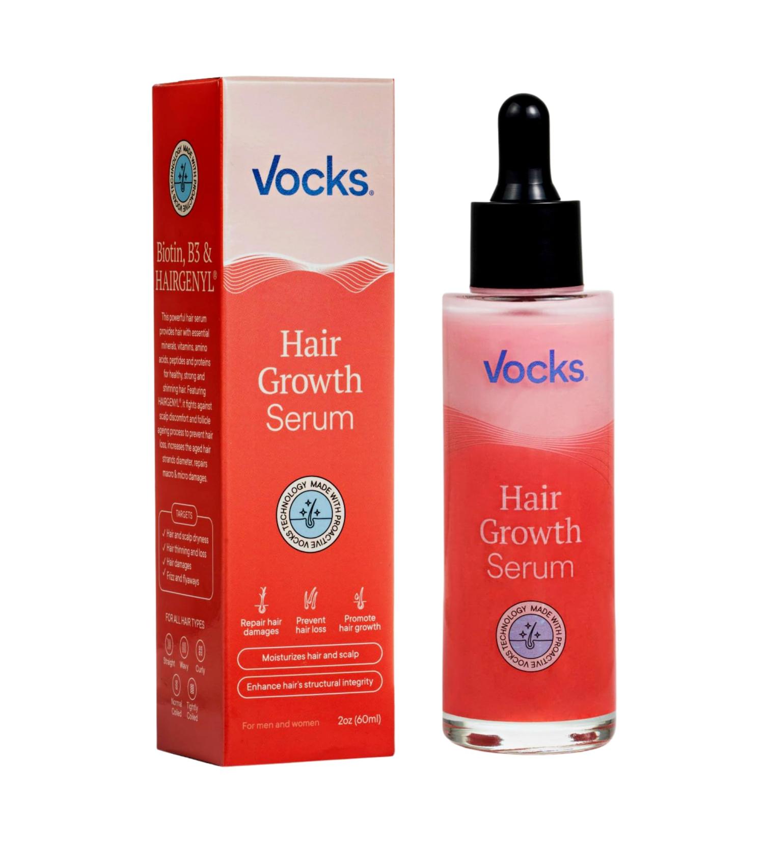 Vocks Hair Growth Serum - Anti Thinning & Hair Loss Treatment for Men & Women | 2oz (One Month Supply) - Hair Regrowth Formula - Buy Online on GoSupps.com