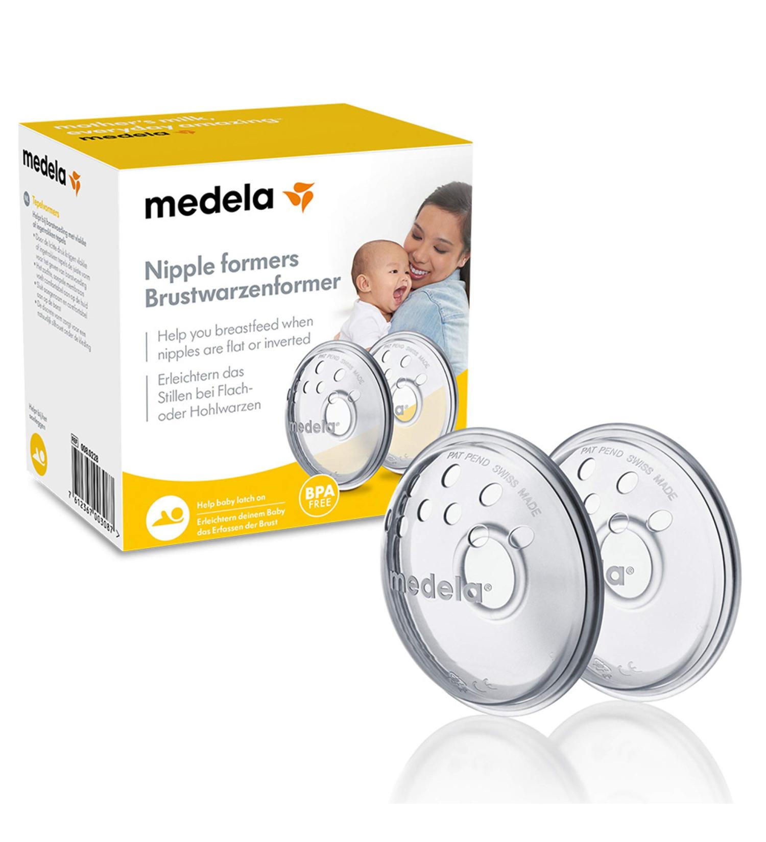Medela Nipple Formers | Shape Inverted & Flat Nipples for Breastfeeding | BPA Free | One Size Fits All | Pack of 2 - International Shipping Available - Buy Online on GoSupps.com