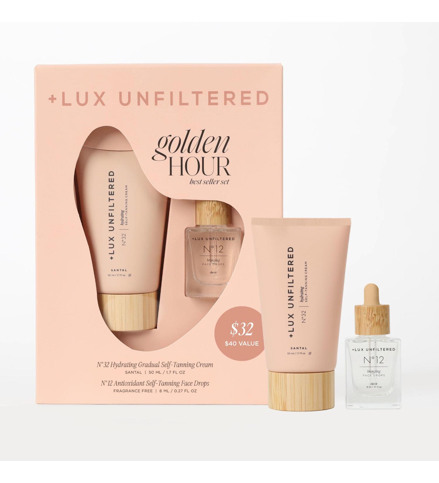 + Lux Unfiltered Mini Golden Hour Set - Includes Best Sellers N 32 Gradual Self Tanner Santal 1.7 fl oz & N 12 Face Tanning Drops 0.27 fl oz - Trial Size Self Tanner - Vegan & Cruelty Free - Buy Online on GoSupps.com
