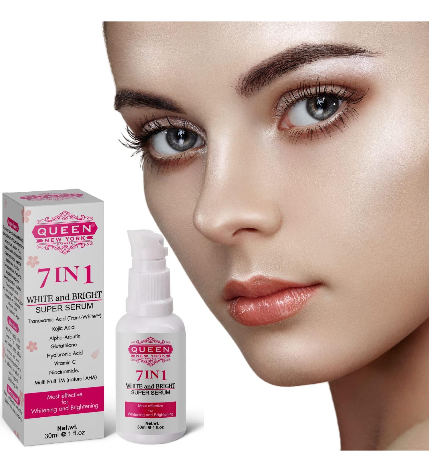 QUEEN 7in1 White and Bright Super Serum- Dark Spot Remover - Tranexamic Acid, Kojic Acid, Alpha Arbutin - Fragrance Free - Buy Online on GoSupps.com