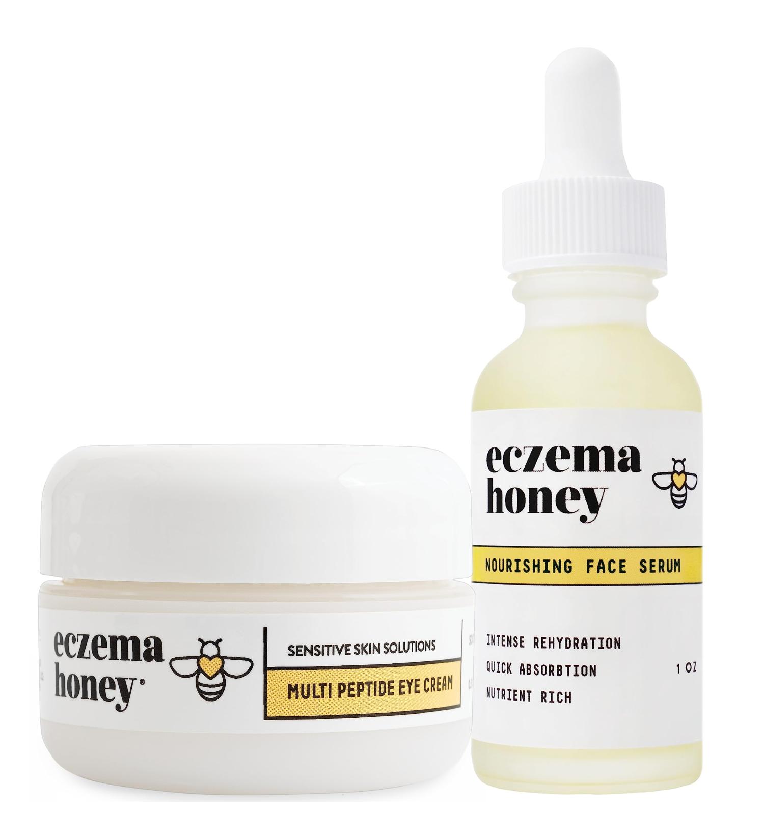 ECZEMA HONEY Multi Peptide Eye Cream & Nourishing Face Serum - Bundle for Sensitive & Dry Skin - Cruelty Free - Buy Online on GoSupps.com