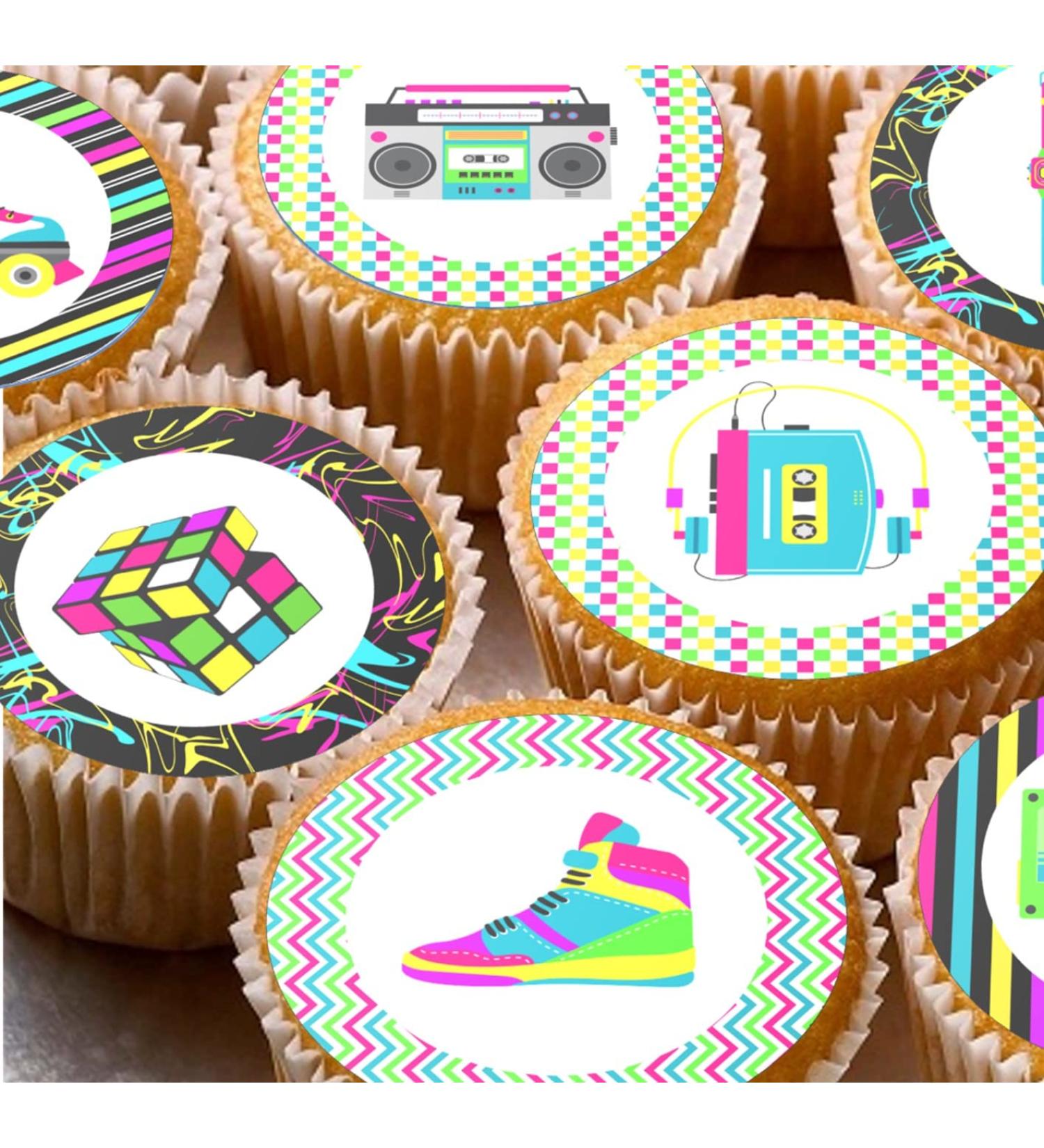80s 80's 1980's 1980 1980s Eighties 23 edible PRE CUT style kids childrens party decorations Wafer Paper Cupcake Fairy Cake Toppers - Buy Online on GoSupps.com
