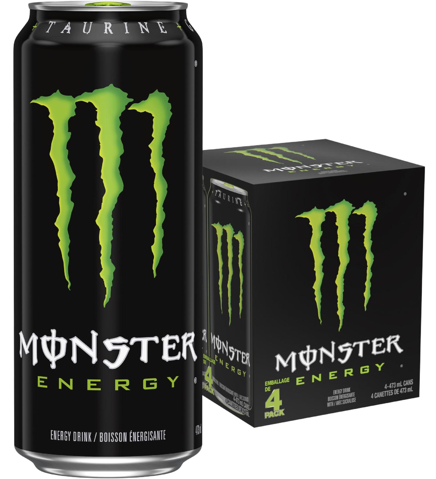 Monster Energy Original 473mL Cans Pack of 4 - Buy Online on GoSupps.com