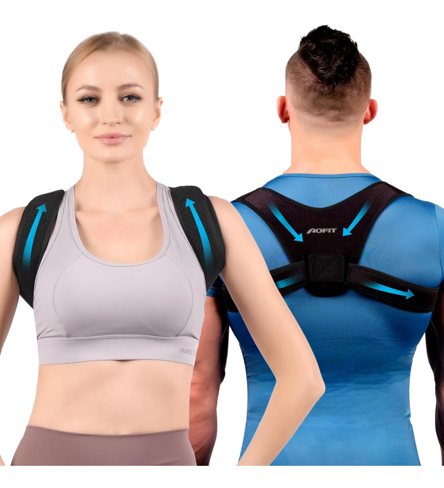 Posture Corrector for Men & Women - Comfortable Adjustable Upper Back Brace for Lumbar & Neck Pain Relief - One Size Black - Buy Online on GoSupps.com