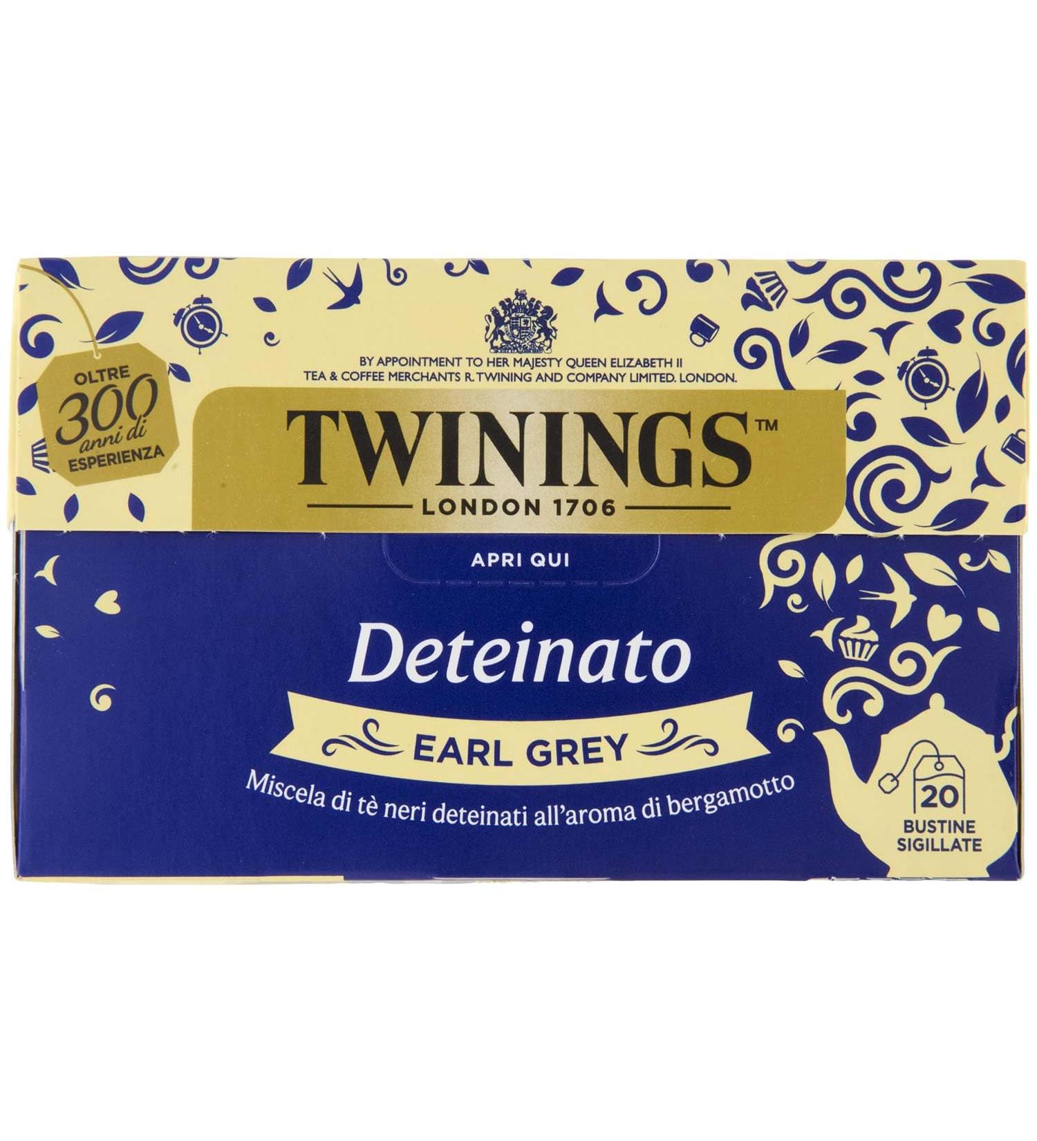 TWININGS DETEA EARL GRIS NOIR THE AVEC BERGAMOTE - DETEINATO - 20 SACS - Buy Online on GoSupps.com
