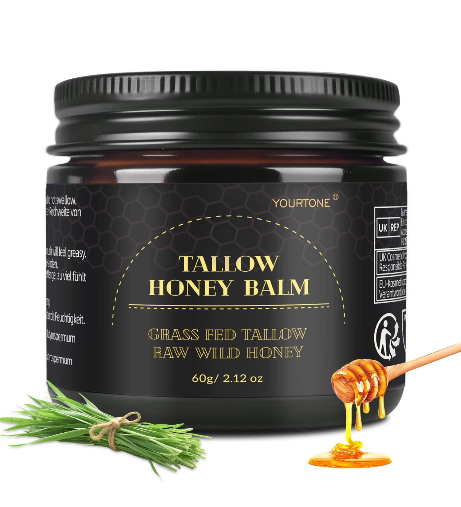 Beef Tallow for Skin Tallow and Honey Balm for Face Organic Grass-fed Beef Tallow Face Moisturizer for Deep Nourish and Soothe Dry Skin (2.12oz/60g) 2.12 Ounce (Pack of 1) - Buy Online on GoSupps.com