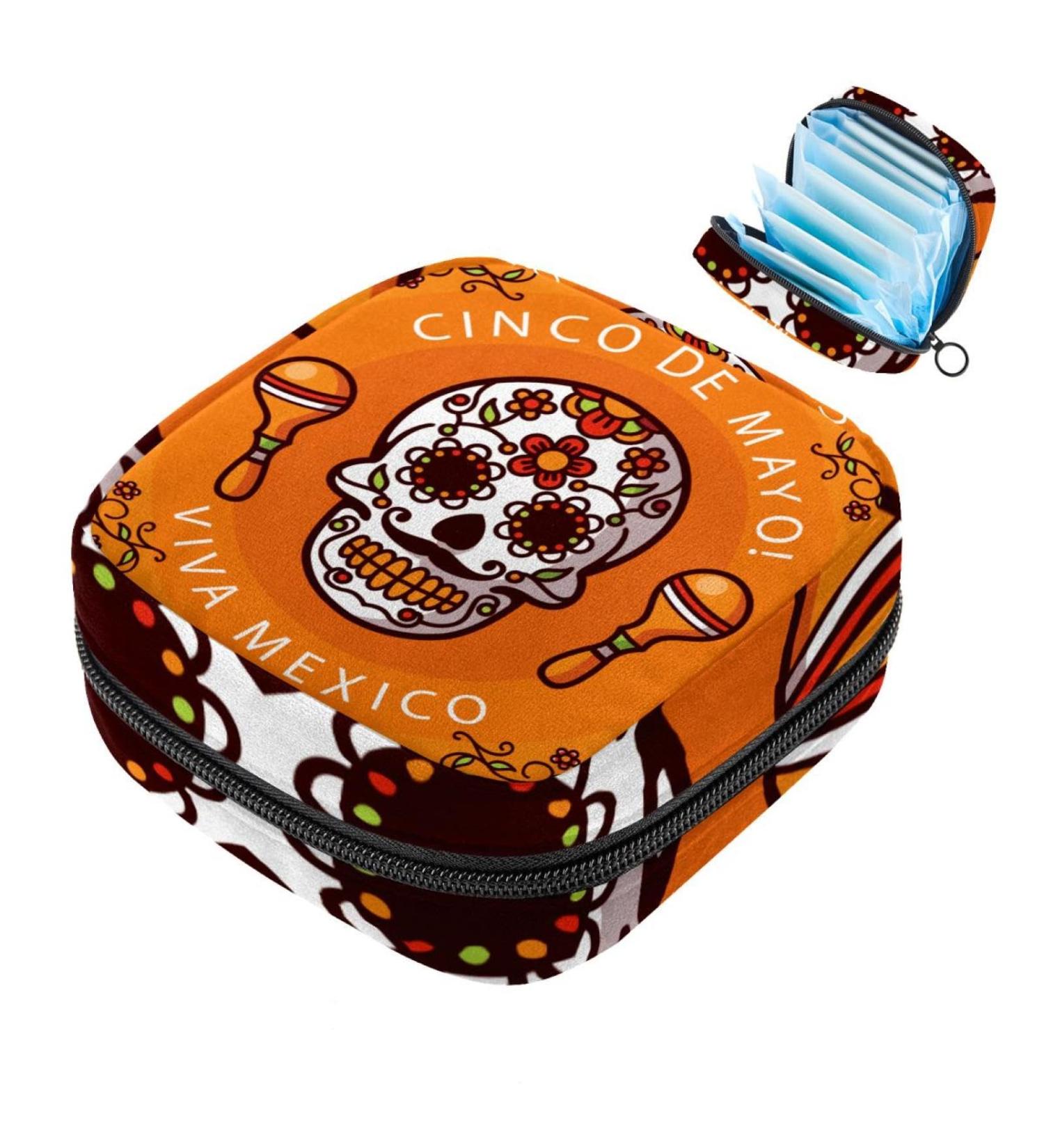 Shop Women's Cinco de Mayo Binding-Up Bags | Dead Head Orange Portable Menstrual Insert & Storage Holder for School & Office - Buy Online on GoSupps.com