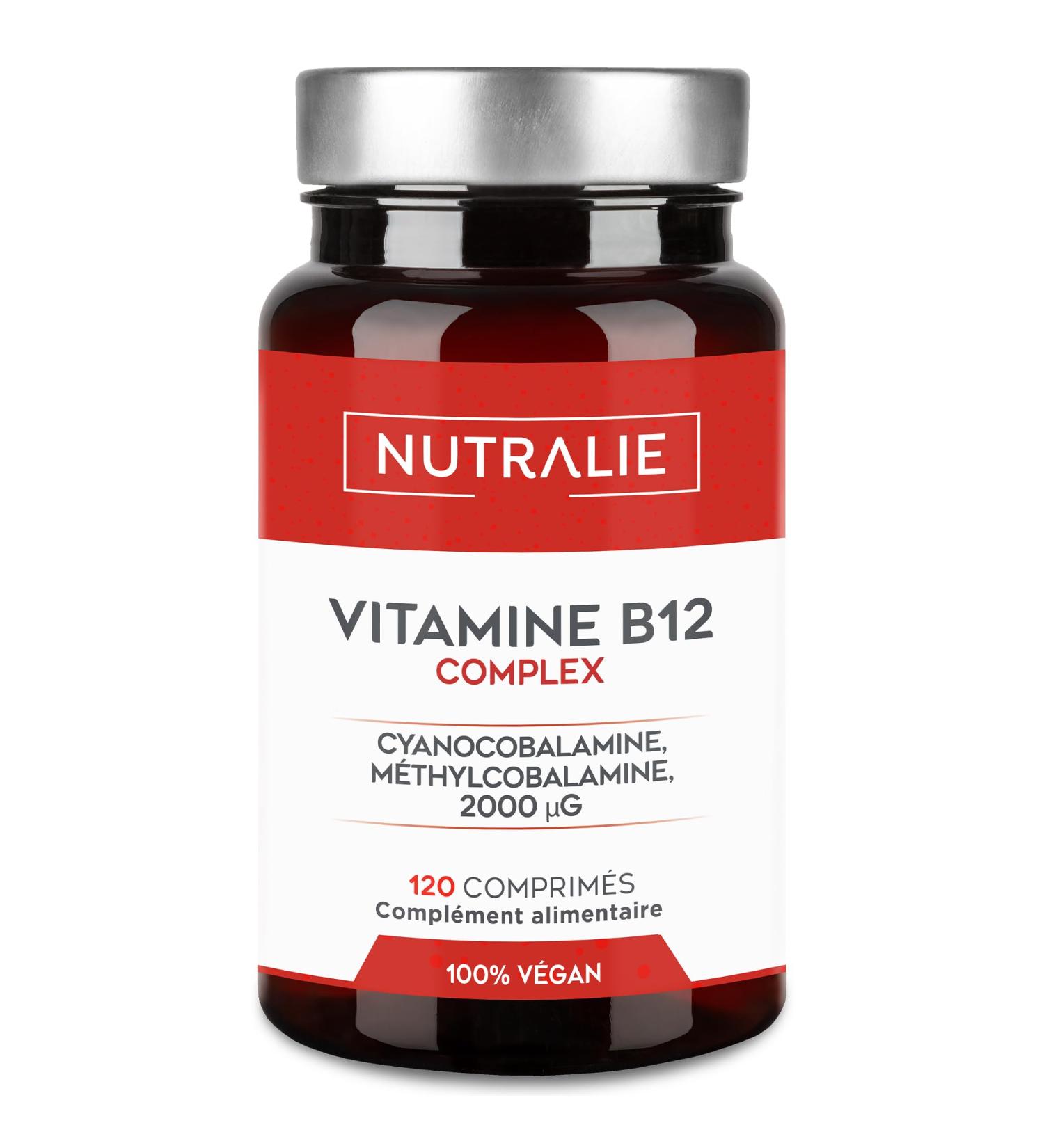 Vegan Vitamin B12 2000mcg Methylcobalamin and Cyanocobalamin | High Potency and No Additives | Reduction Fatigue and Formation Red Blood Cells with B9 and B6 | 120 Vegan Tablets Nutralie