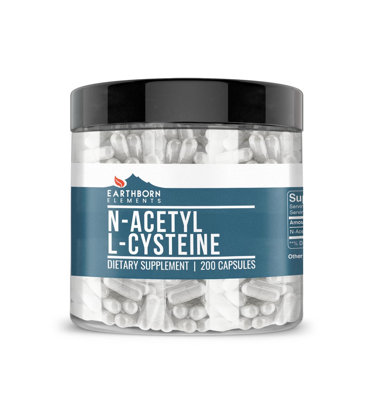 Earthborn Elements NAC N-Acetyl L-Cysteine 200 Capsules Pure & Undiluted No Additives 200 Count (Pack of 1) - Buy Online on GoSupps.com
