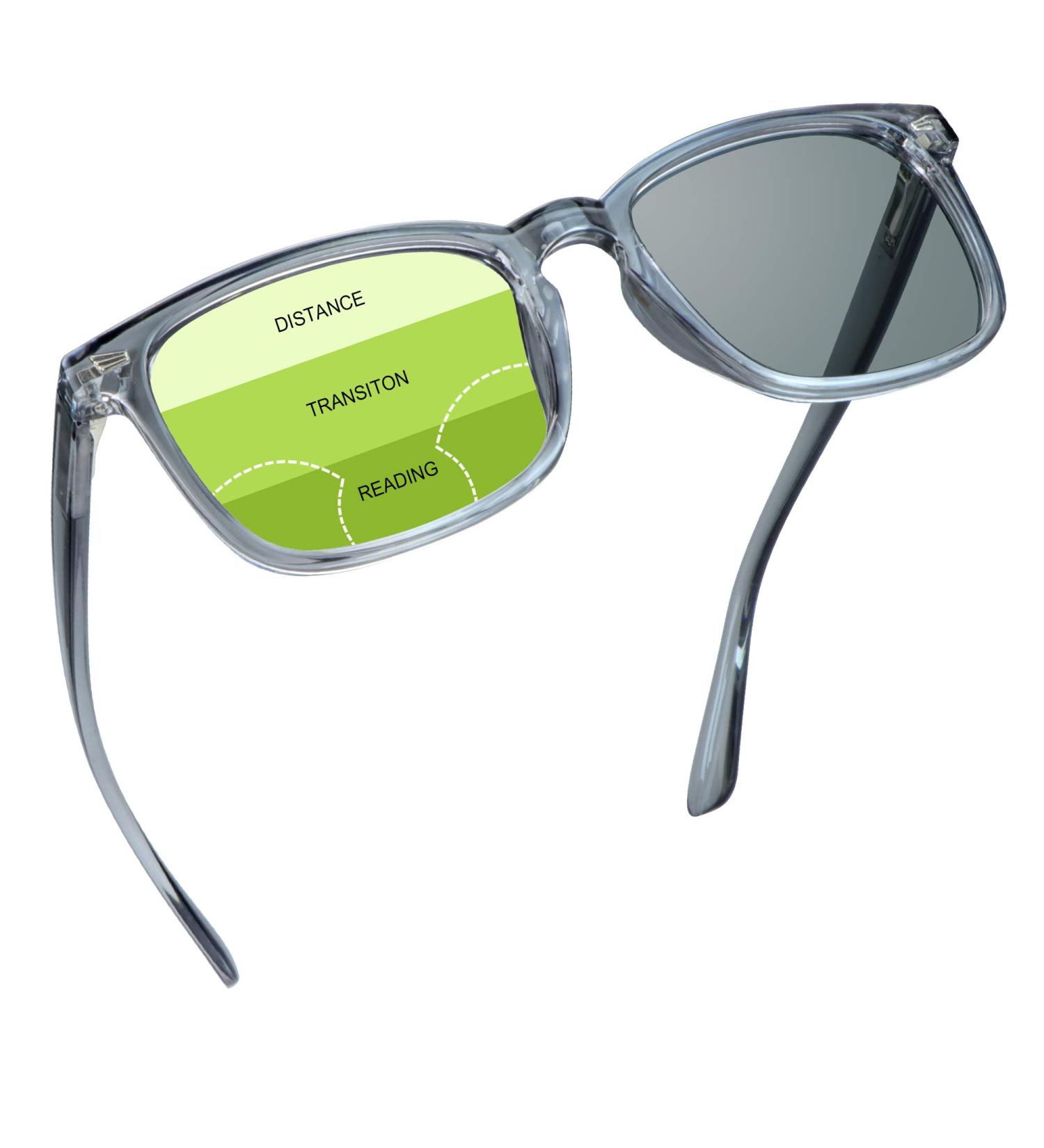 YEIN Progressive Multifocal Presbyopic Glasses | Photochromic Gray Sunglasses for Men & Women - Clear Gray 2.25x - Buy Online on GoSupps.com
