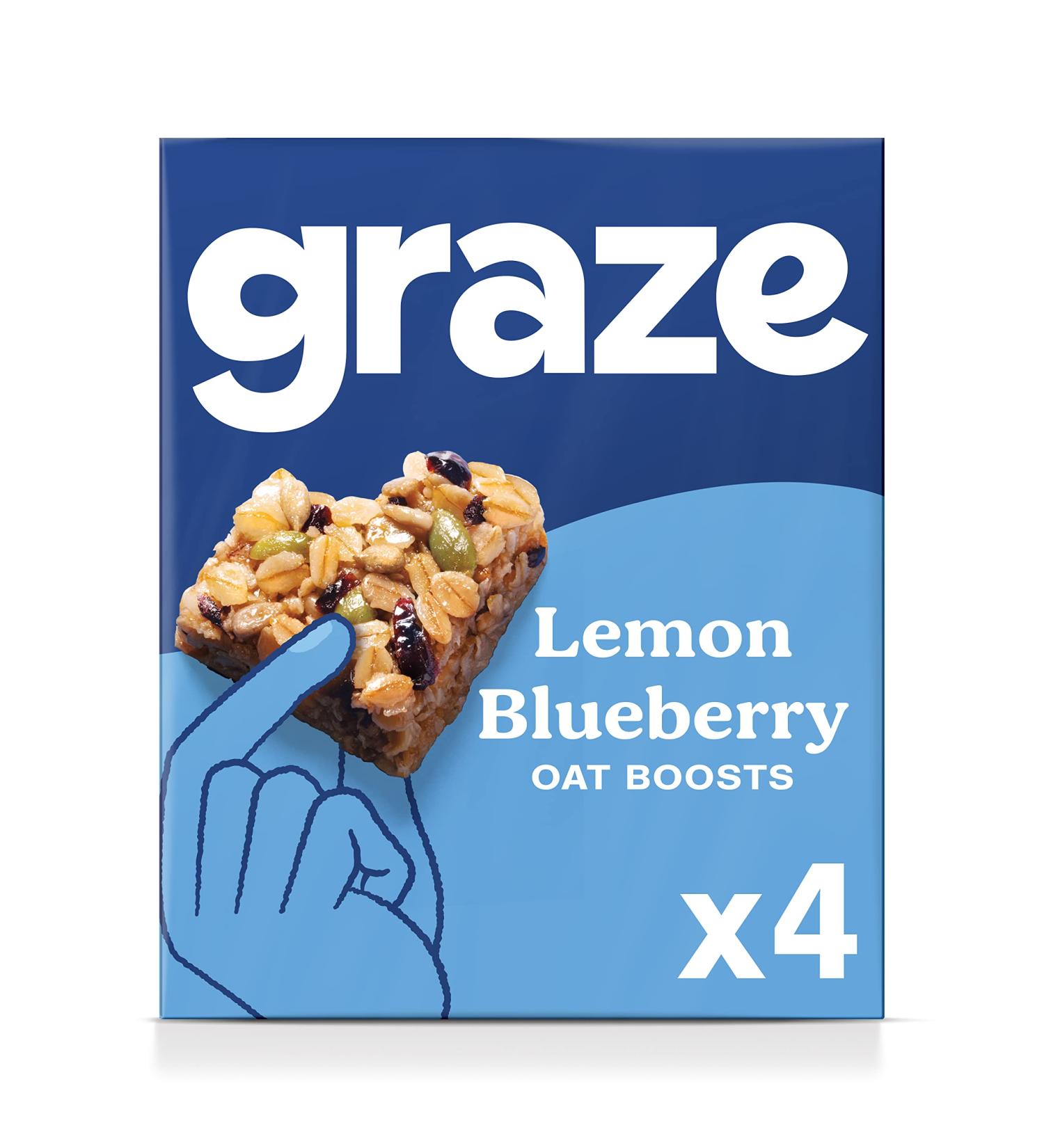 Graze Lemon Blueberry Superfood Oat Square Bites with Baobab 120g - 4 Count Pack - Buy Online on GoSupps.com