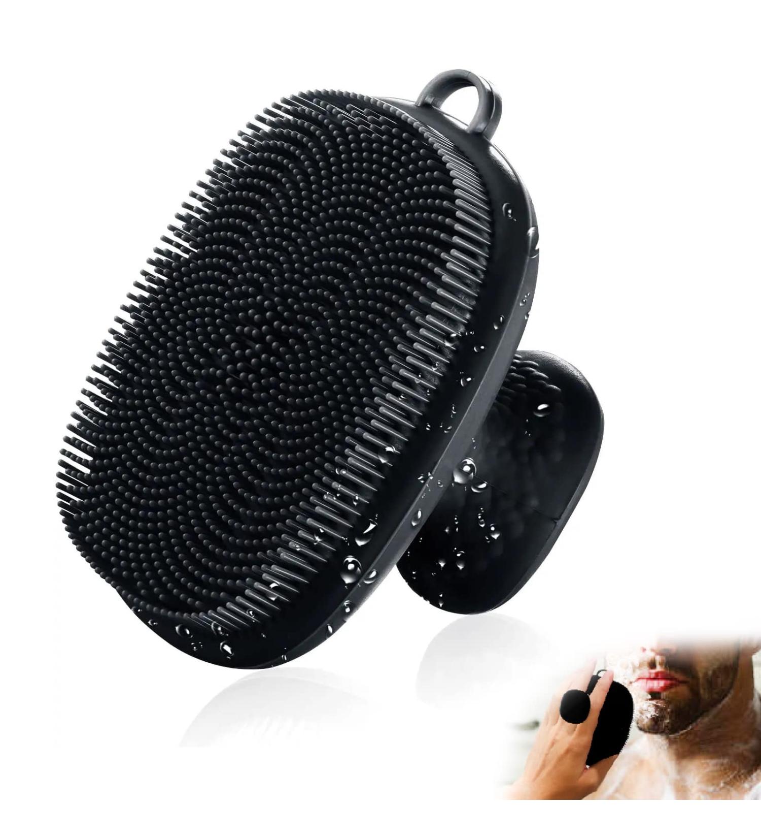 Men's Silicone Face Scrubber - Waterproof Facial Cleansing Brush for Exfoliating and Skin Care (Black) - Buy Online on GoSupps.com