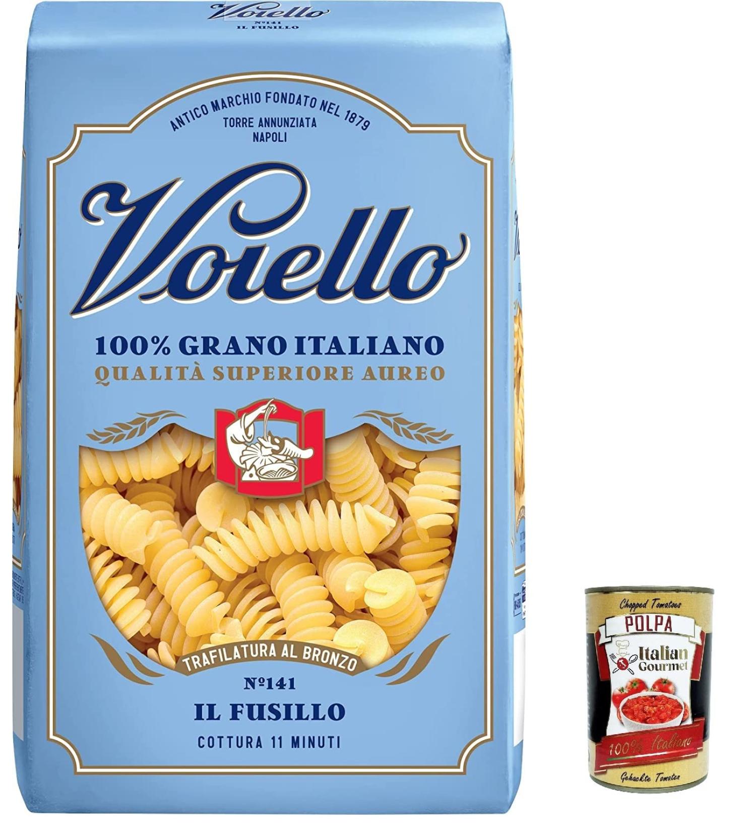  Italian Gourmet E.R. Voiello Pack of 20 fusilli pasta 100% Italian N141 500g + Italian Gourmet Polpa 400g - Buy Online on GoSupps.com