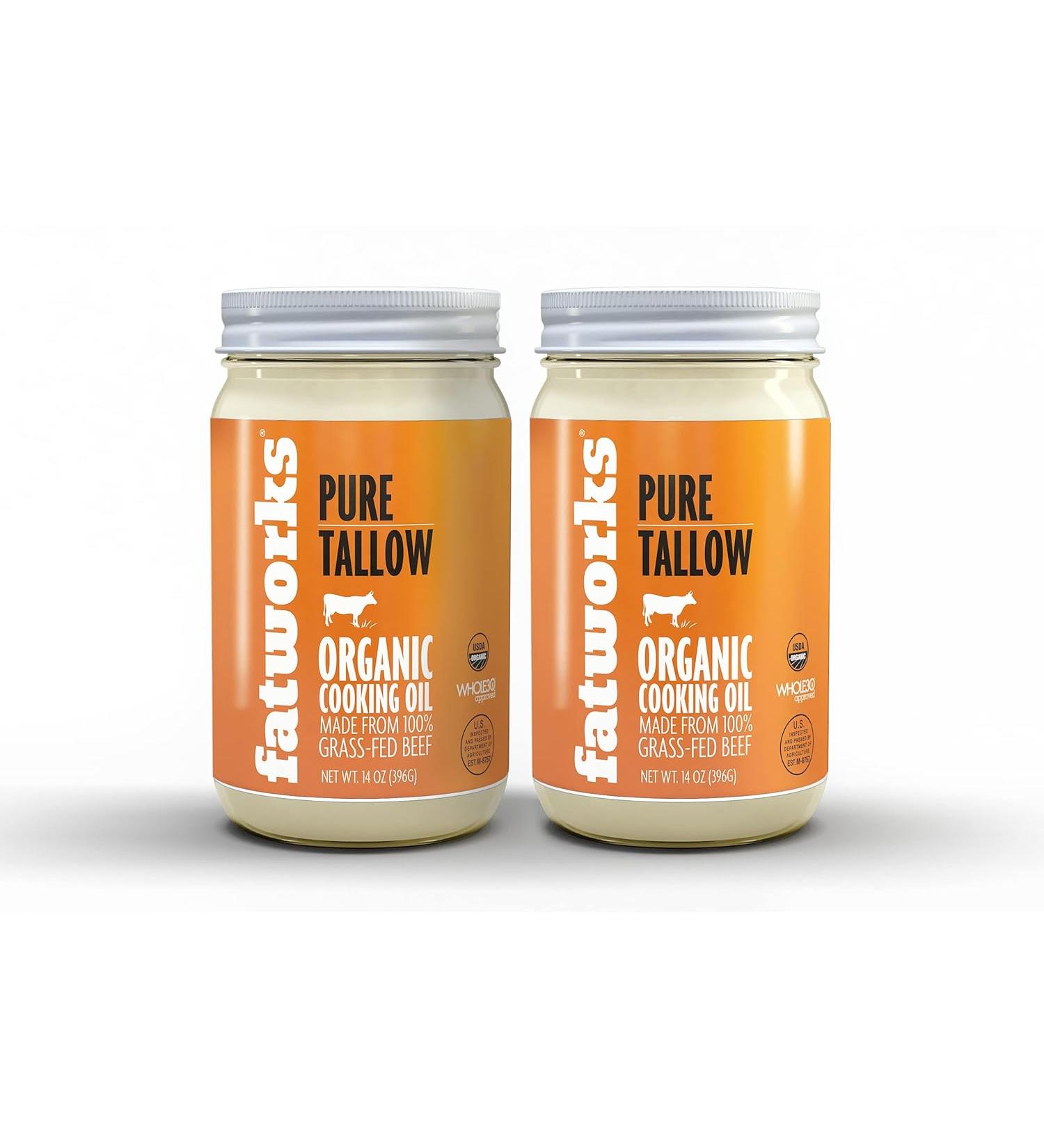 Fatworks Pure Tallow Organic Cooking Oil - Pack of 2 - 14 Oz. - Buy Online on GoSupps.com