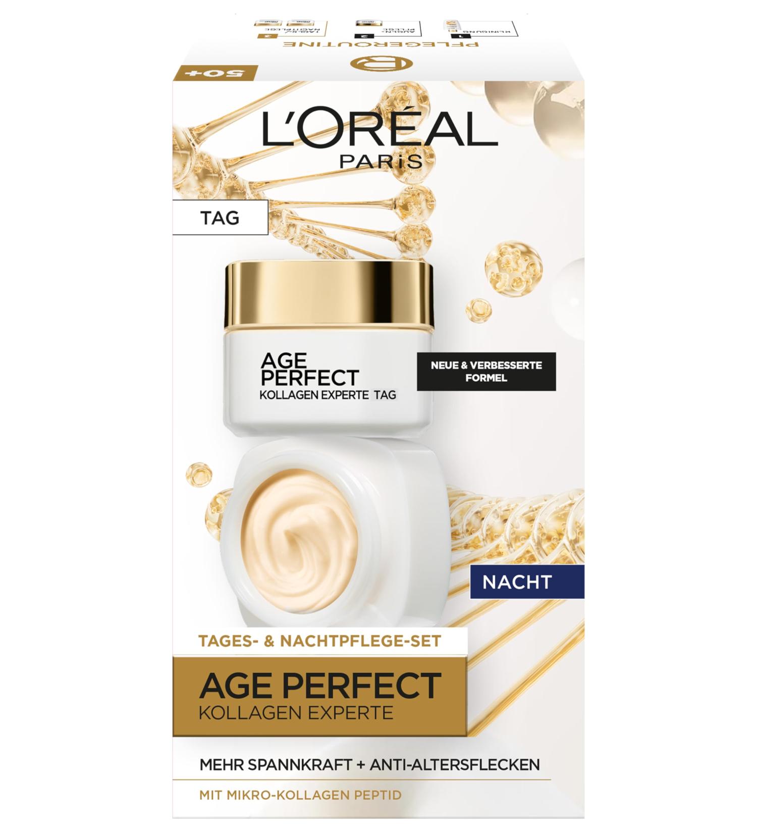 L'Oreal Paris L'Or al Paris Age Perfect Pro Expert Firming Face Care for Mature Skin with Anti-Aging Day Care and Night Age Spot Care with Fragments (2 Bottles)