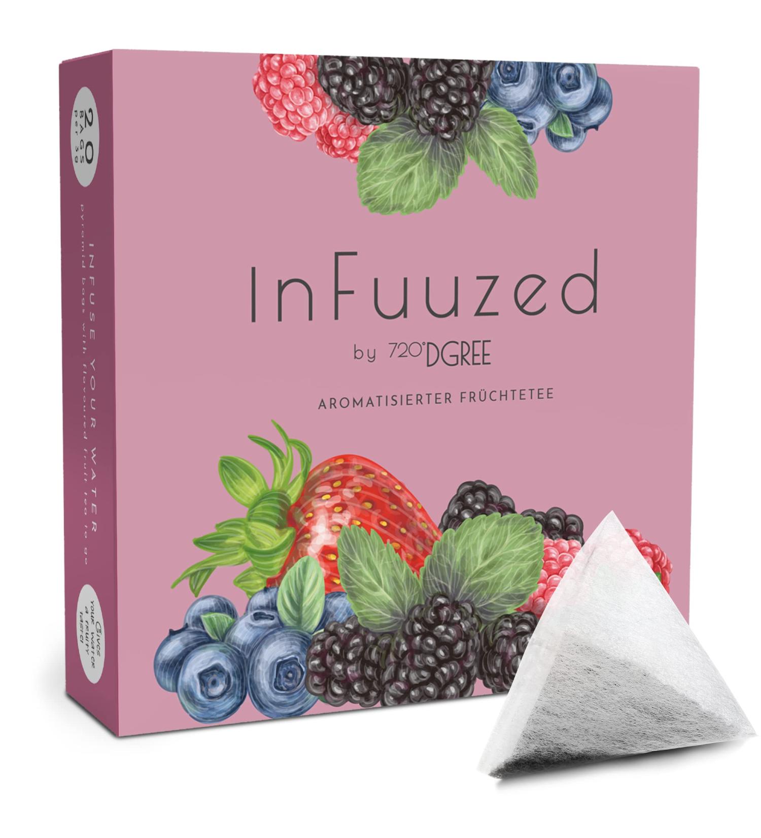 720 DGree InfuZed Dark Berry - Sugar-Free Calorie-Free Flavored Drink Bags - 20 Bags for 10+ Liters - Perfect Alternative to Iced Tea & Lemonade - Buy Online on GoSupps.com