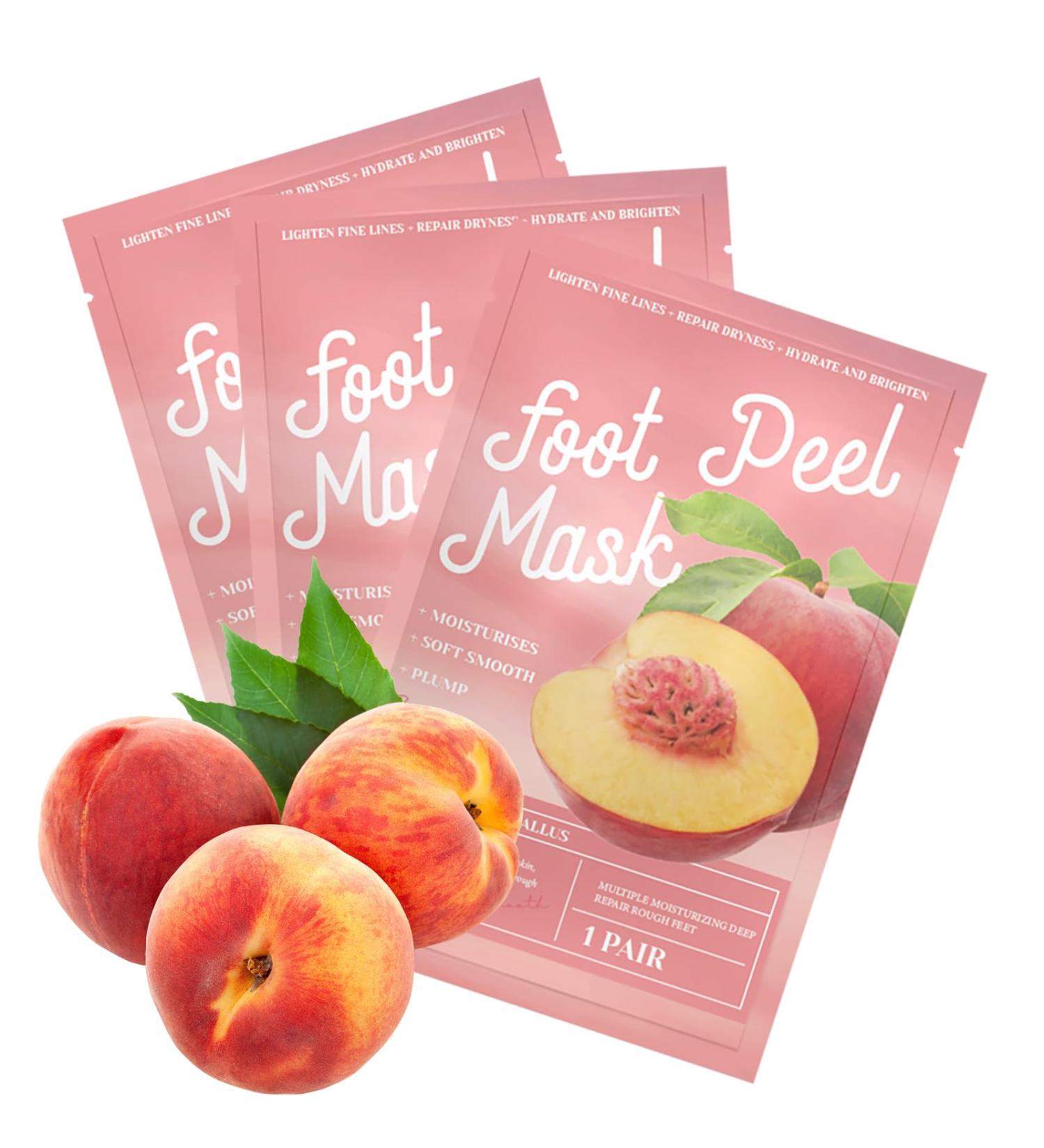 3 Pairs of Foot Masks - Peeling Socks for Soft Smooth Feet | Corneal & Dead Skin Remover | Heal Rough Heels for Men & Women - Peach Peach - Buy Online on GoSupps.com
