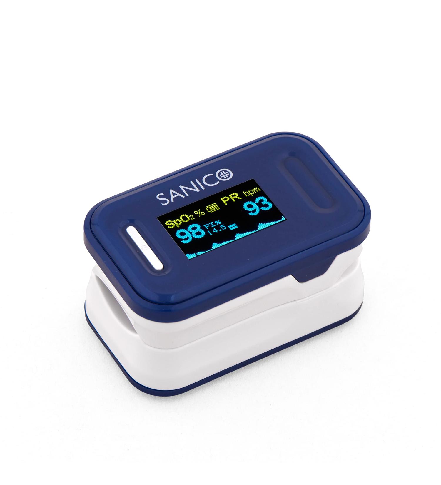 Sanico Pulse Oximeter - Digital Heart Rate & SpO2 Monitor | European Brand | Adjustable Color Display & Batteries Included - Buy Online on GoSupps.com